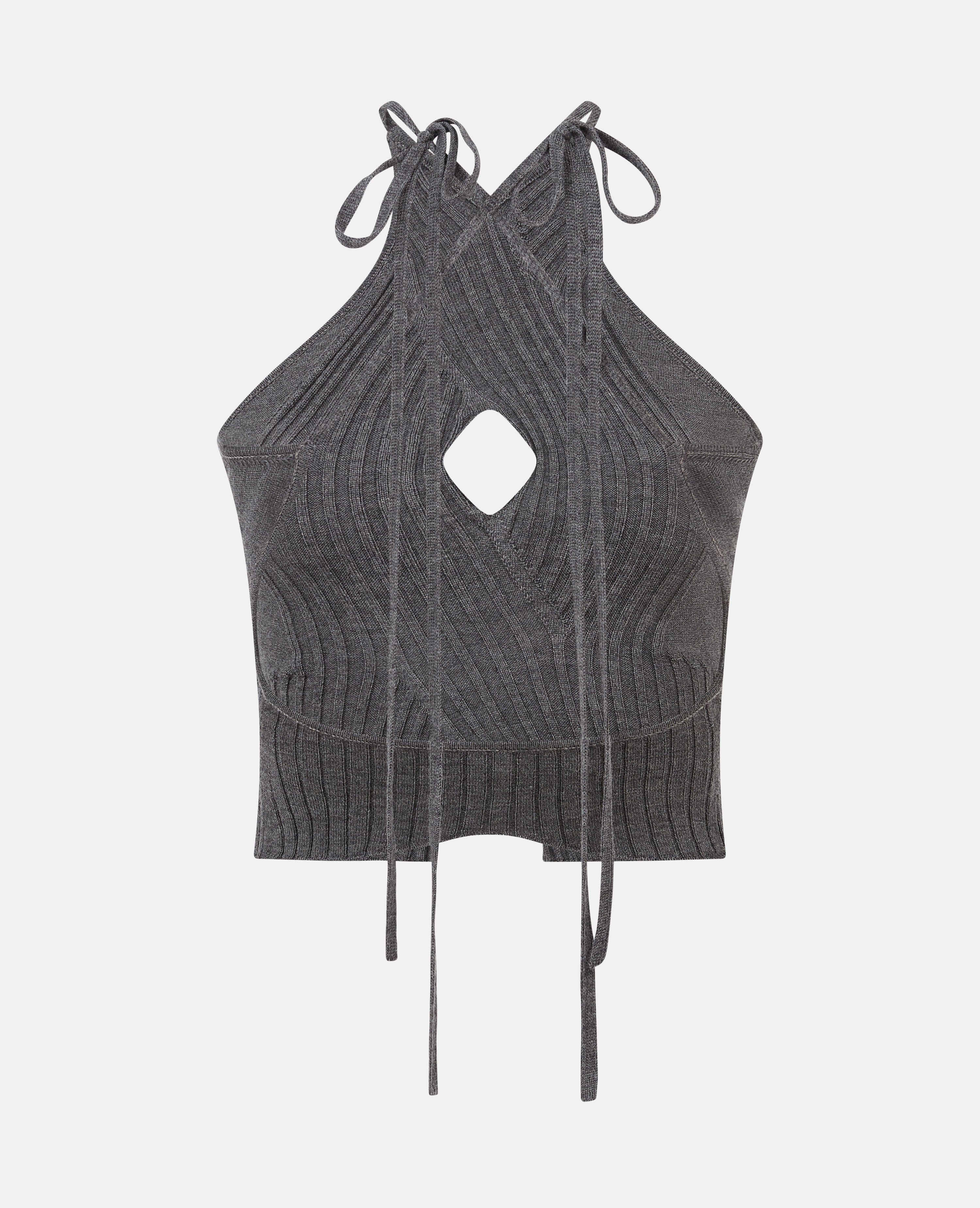 Xl cable knit halterneck top grey melange
