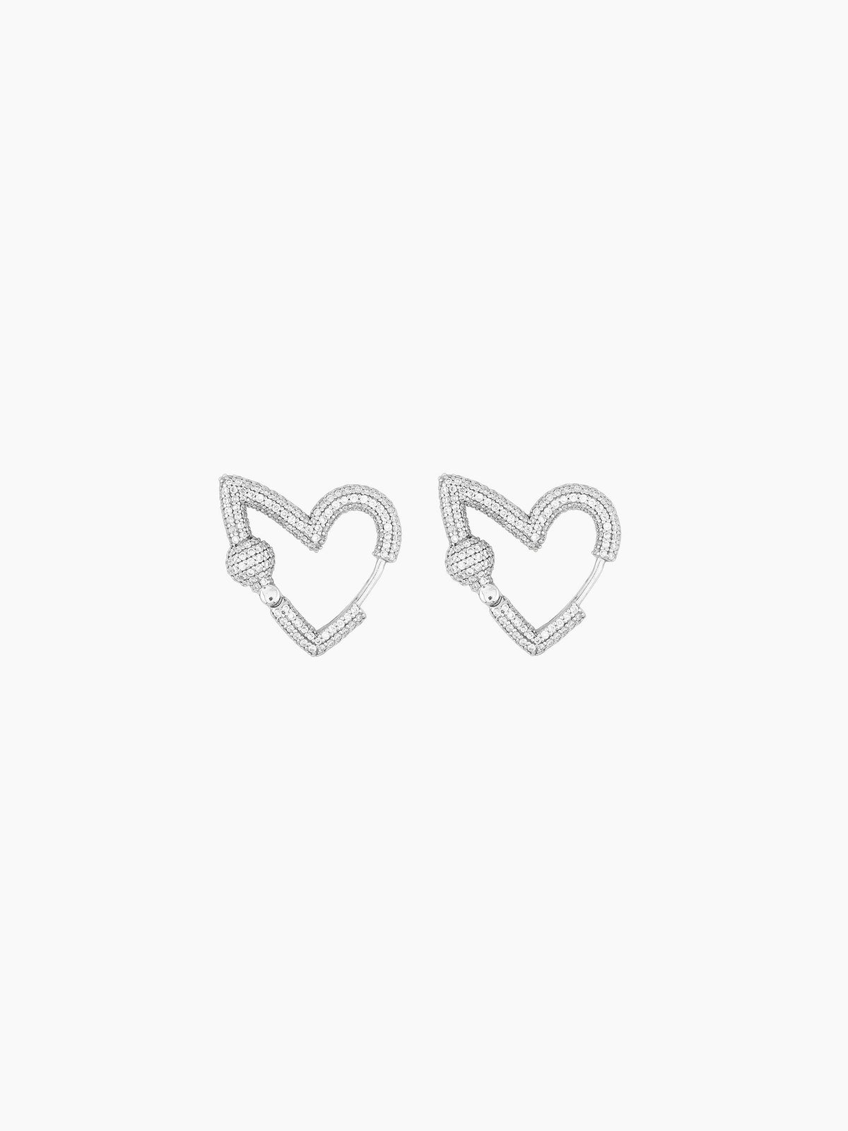 Vain pavé heart loop earrings