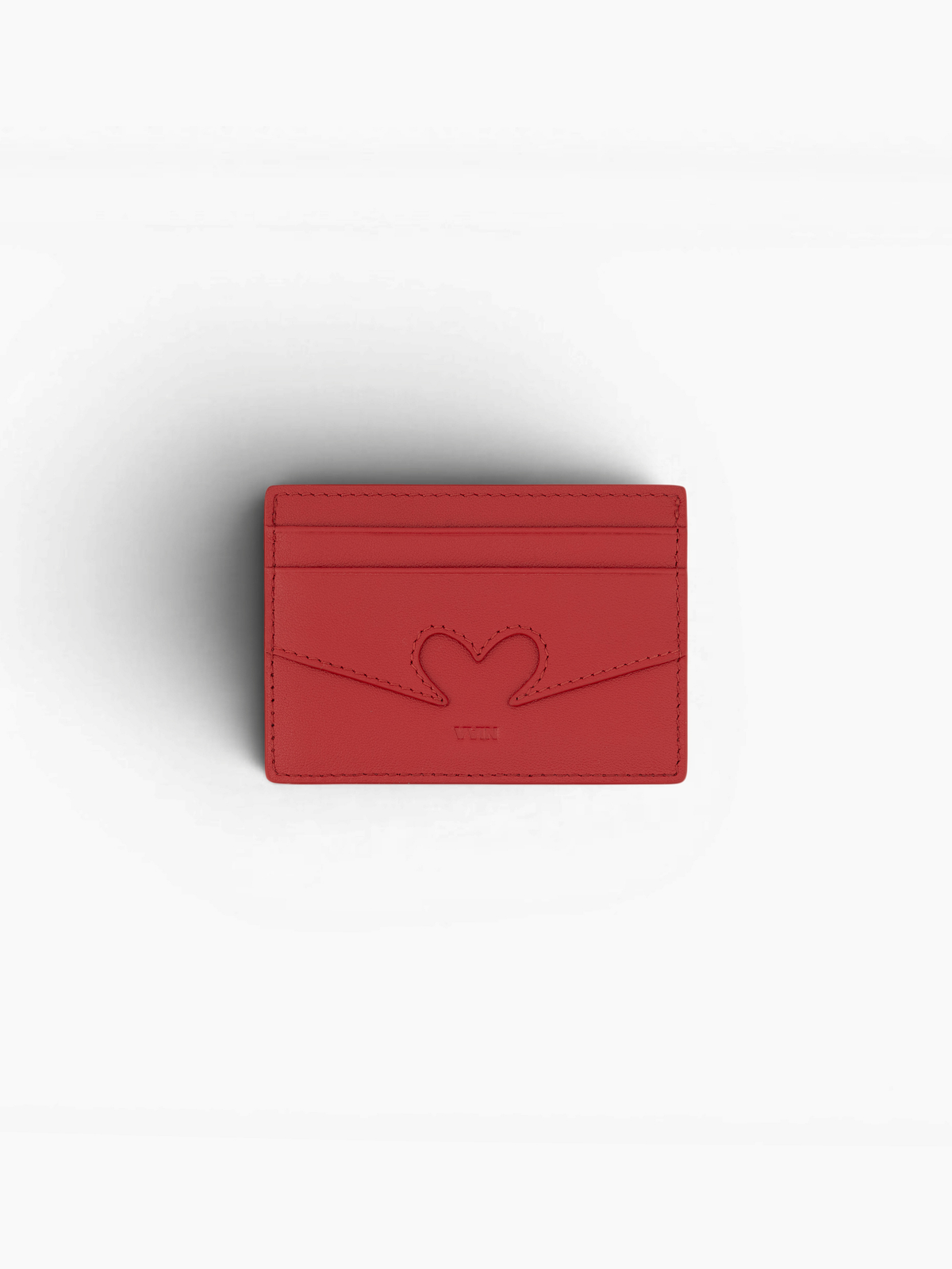 Vain heart leather card holder red