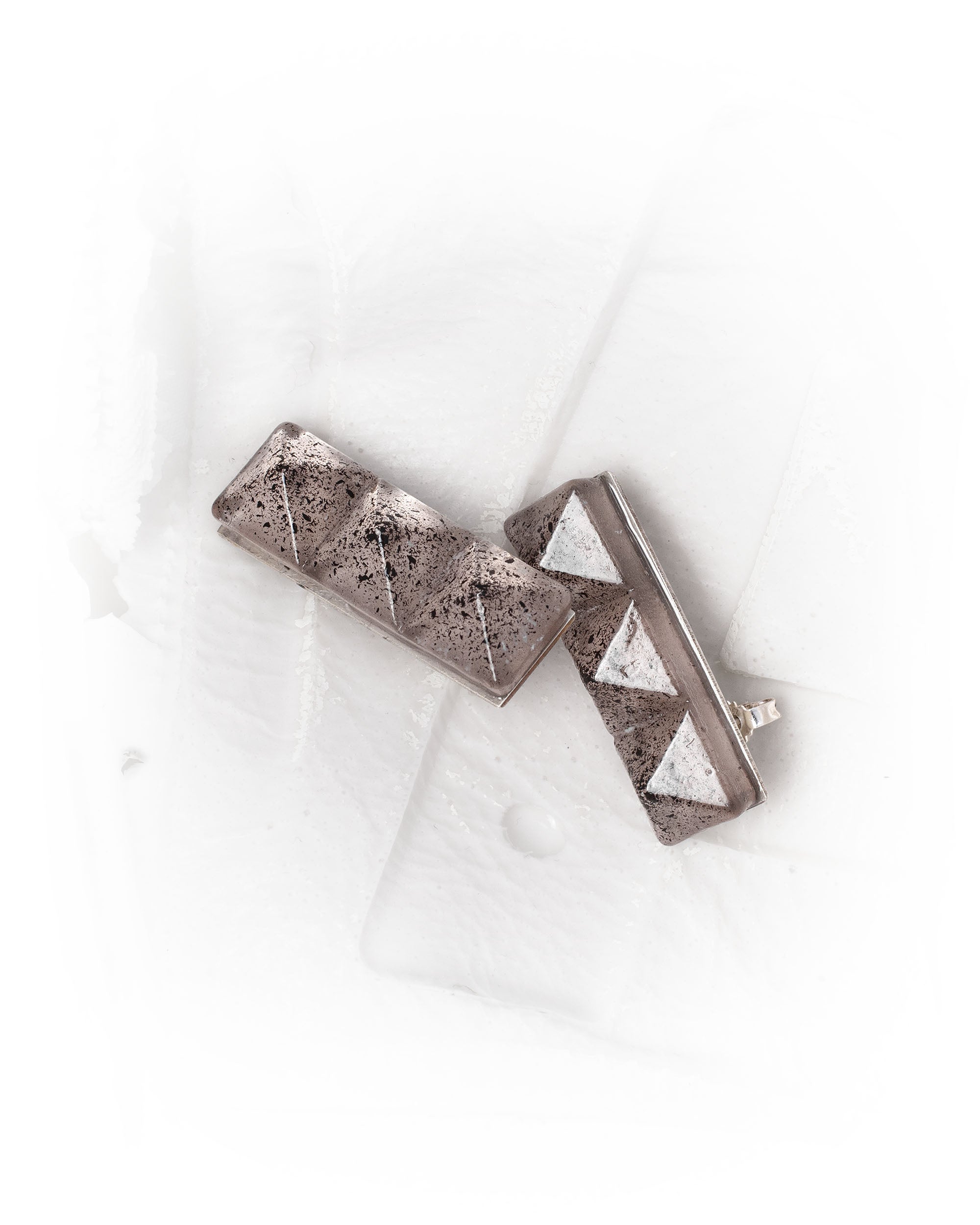 Stained block earrings