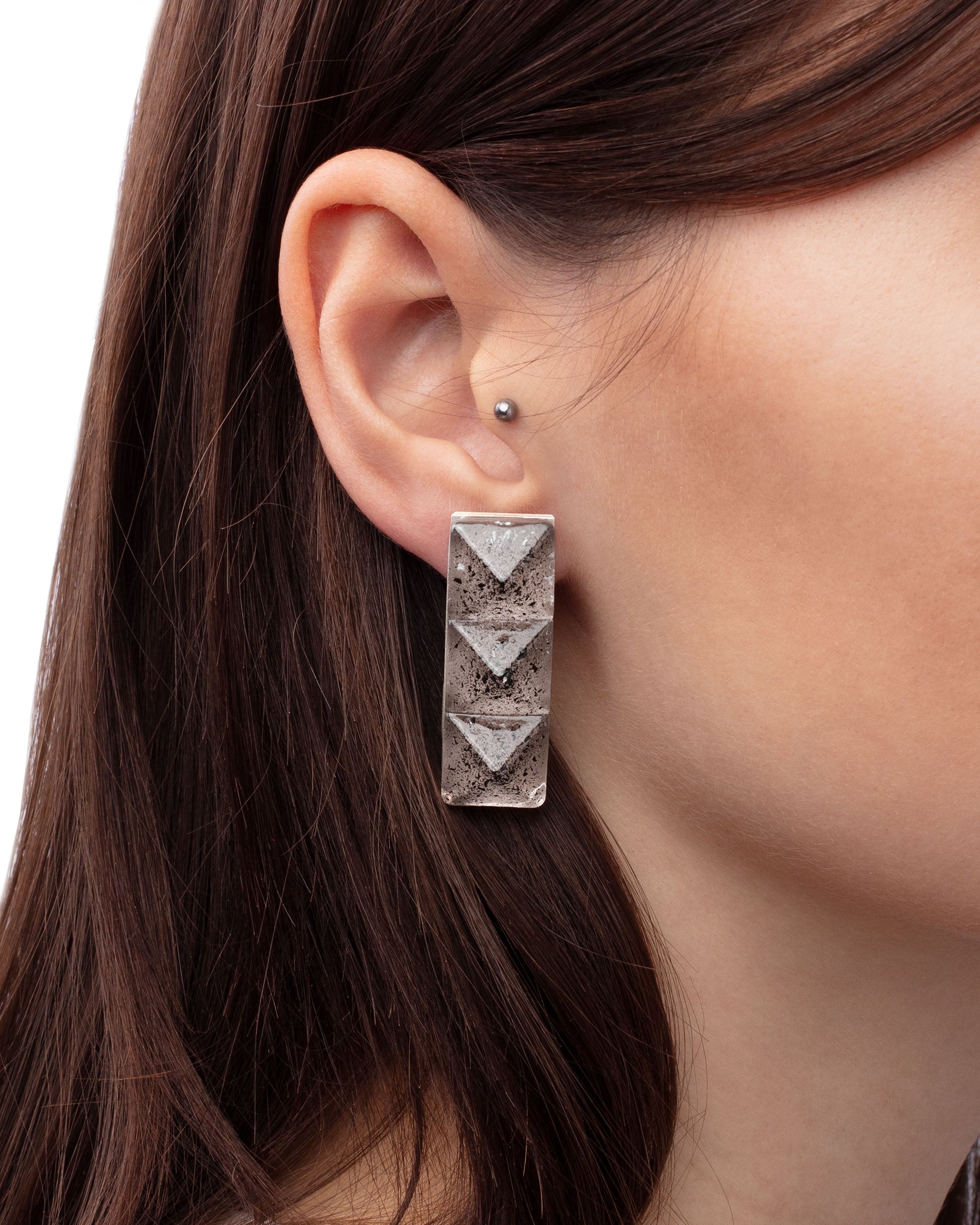 Stained block earrings