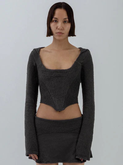 French terry hooded corset -grey
