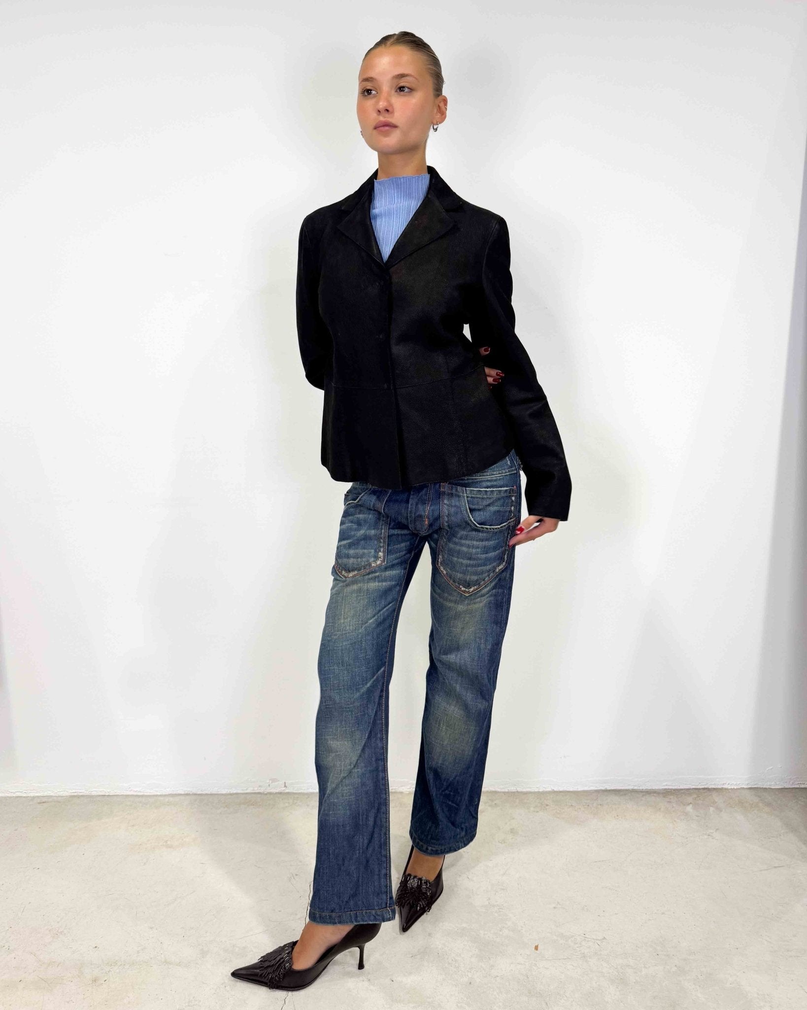 The chiara leather blazer by giorgio armani