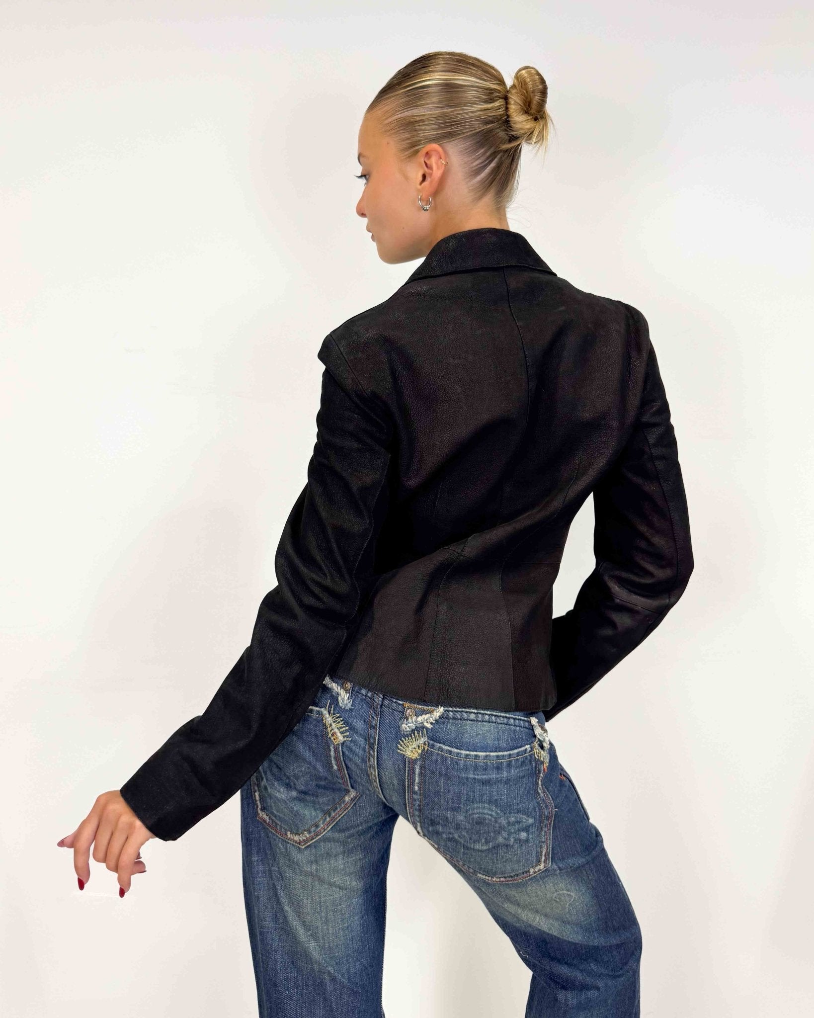 The chiara leather blazer by giorgio armani