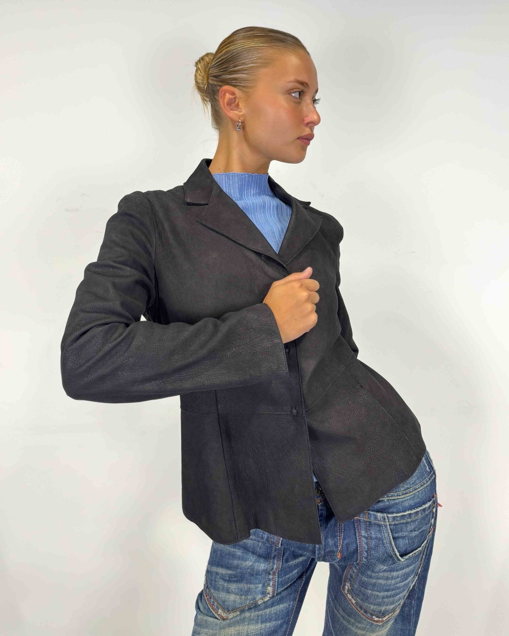 The chiara leather blazer by giorgio armani