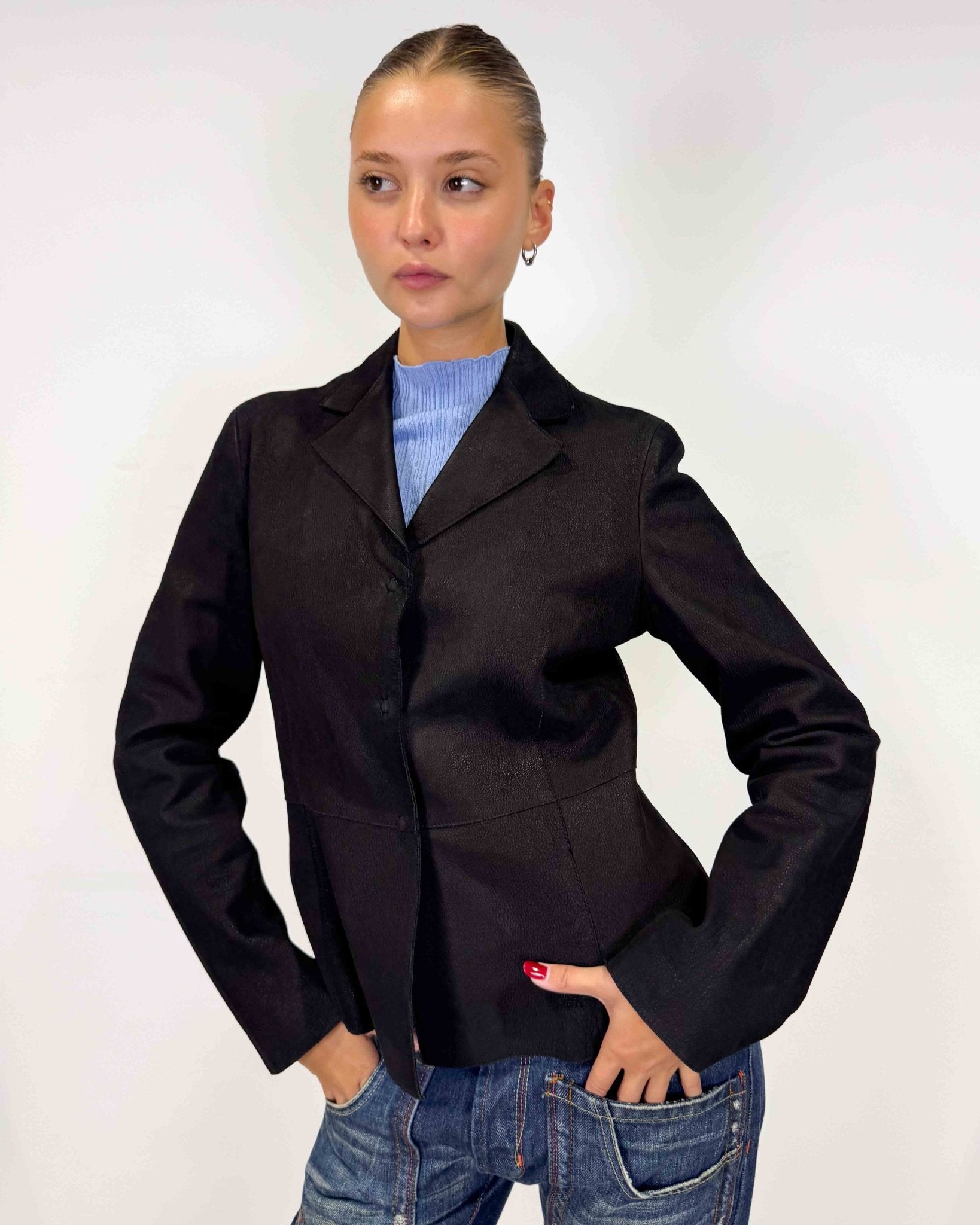 The chiara leather blazer by giorgio armani