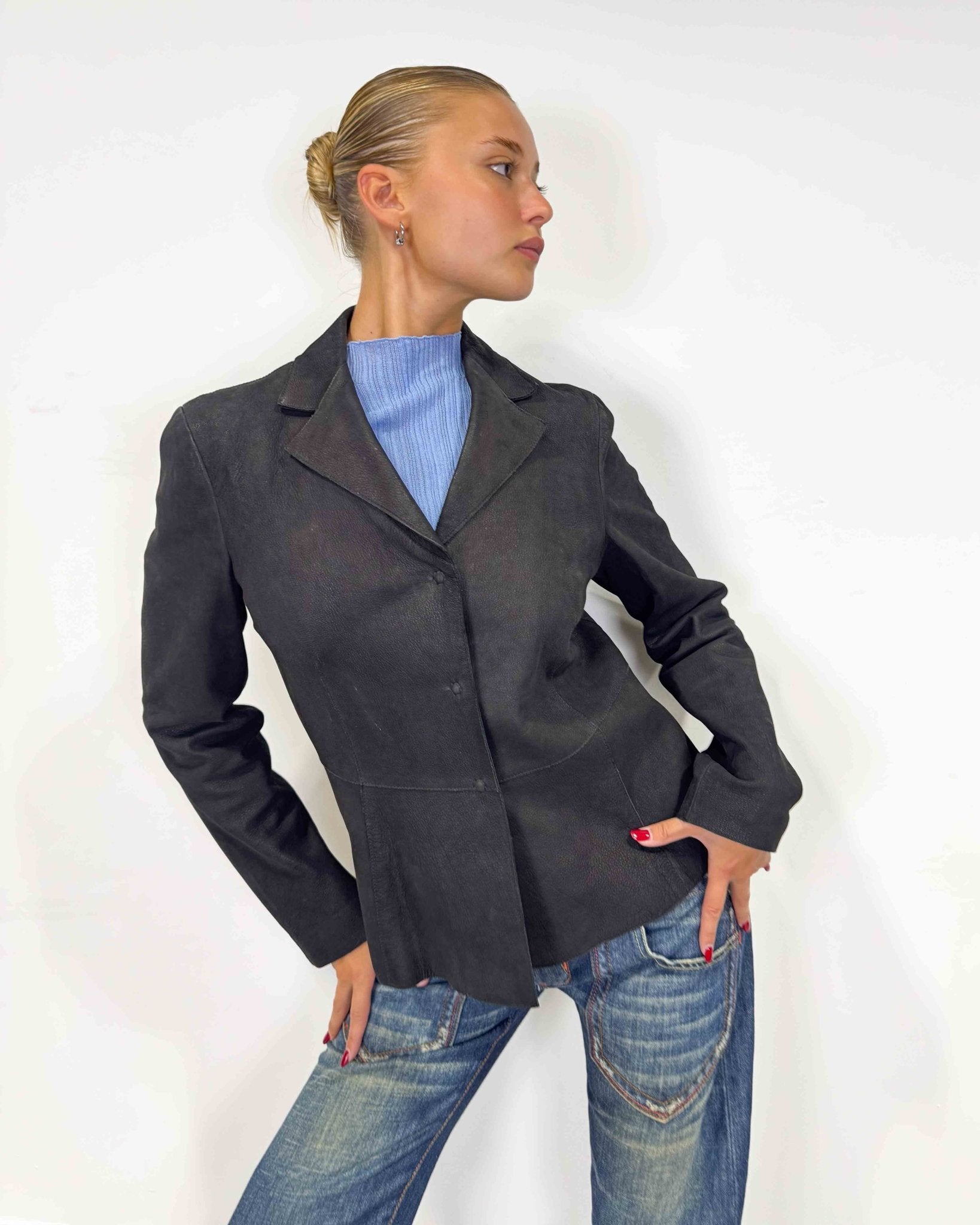 The chiara leather blazer by giorgio armani