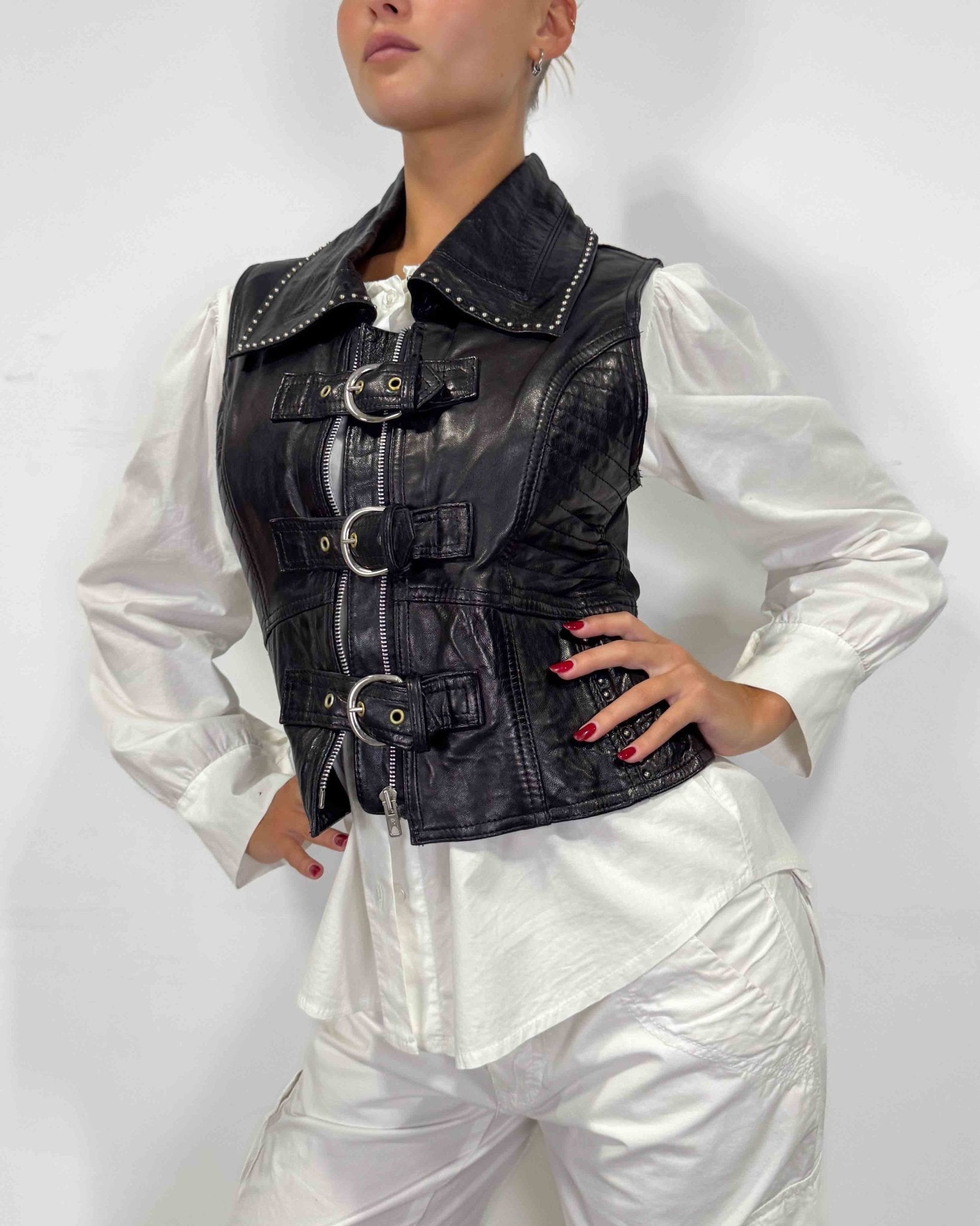 The emi leather vest