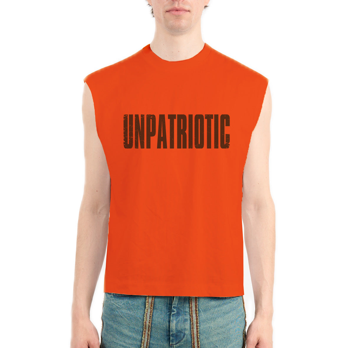 Unpatriotic tank top orange