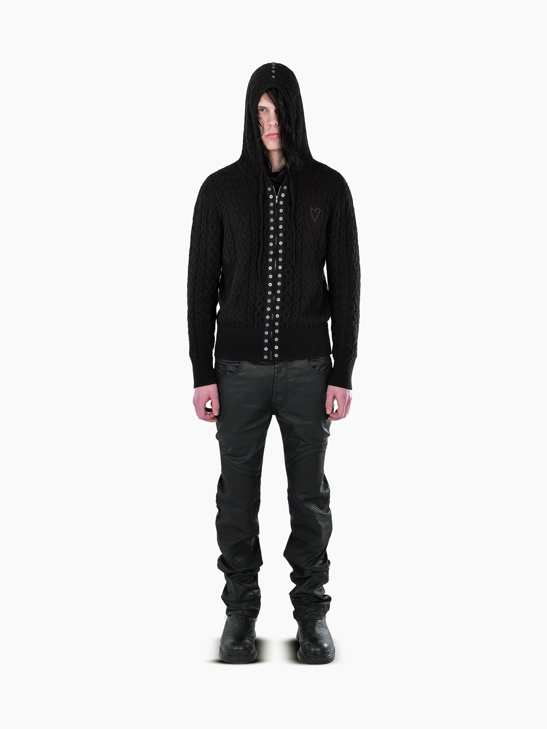 Vain knit hoodie black