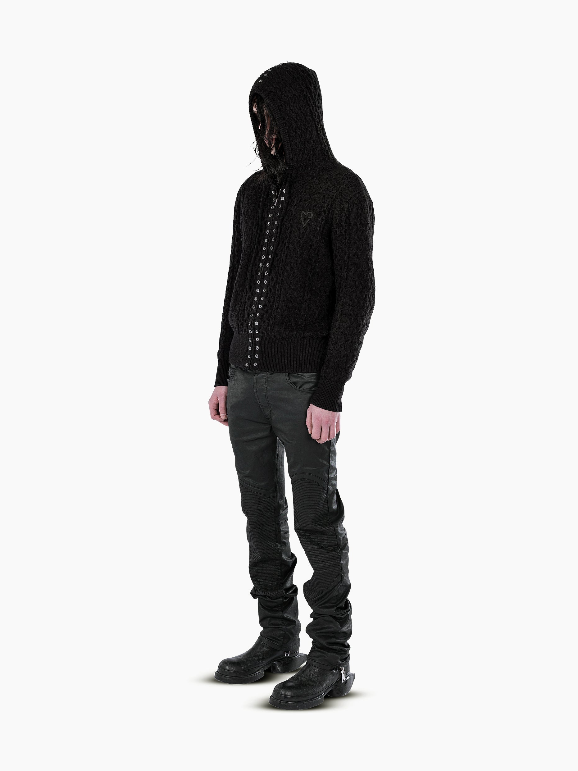 Vain knit hoodie black