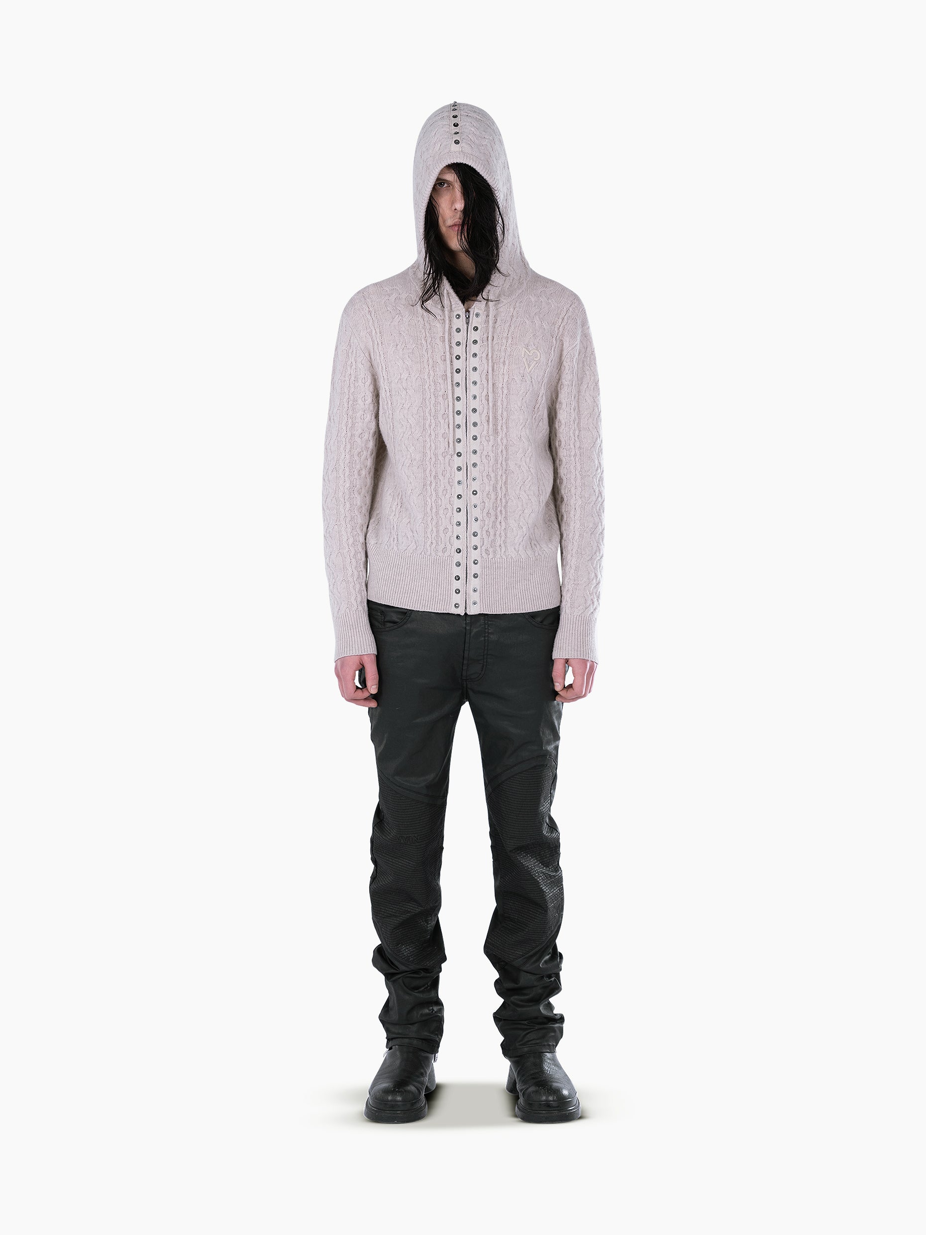 Vain knit hoodie beige