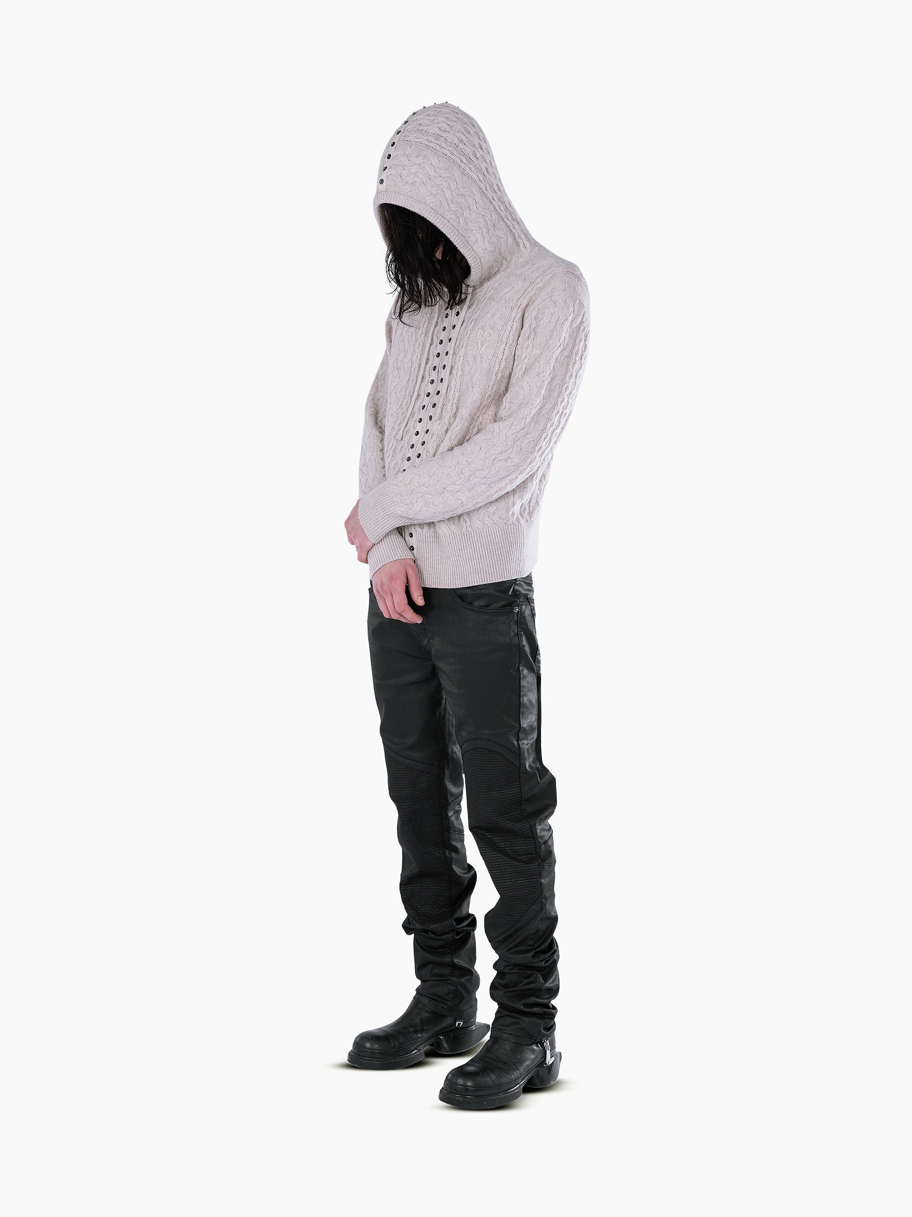 Vain knit hoodie beige