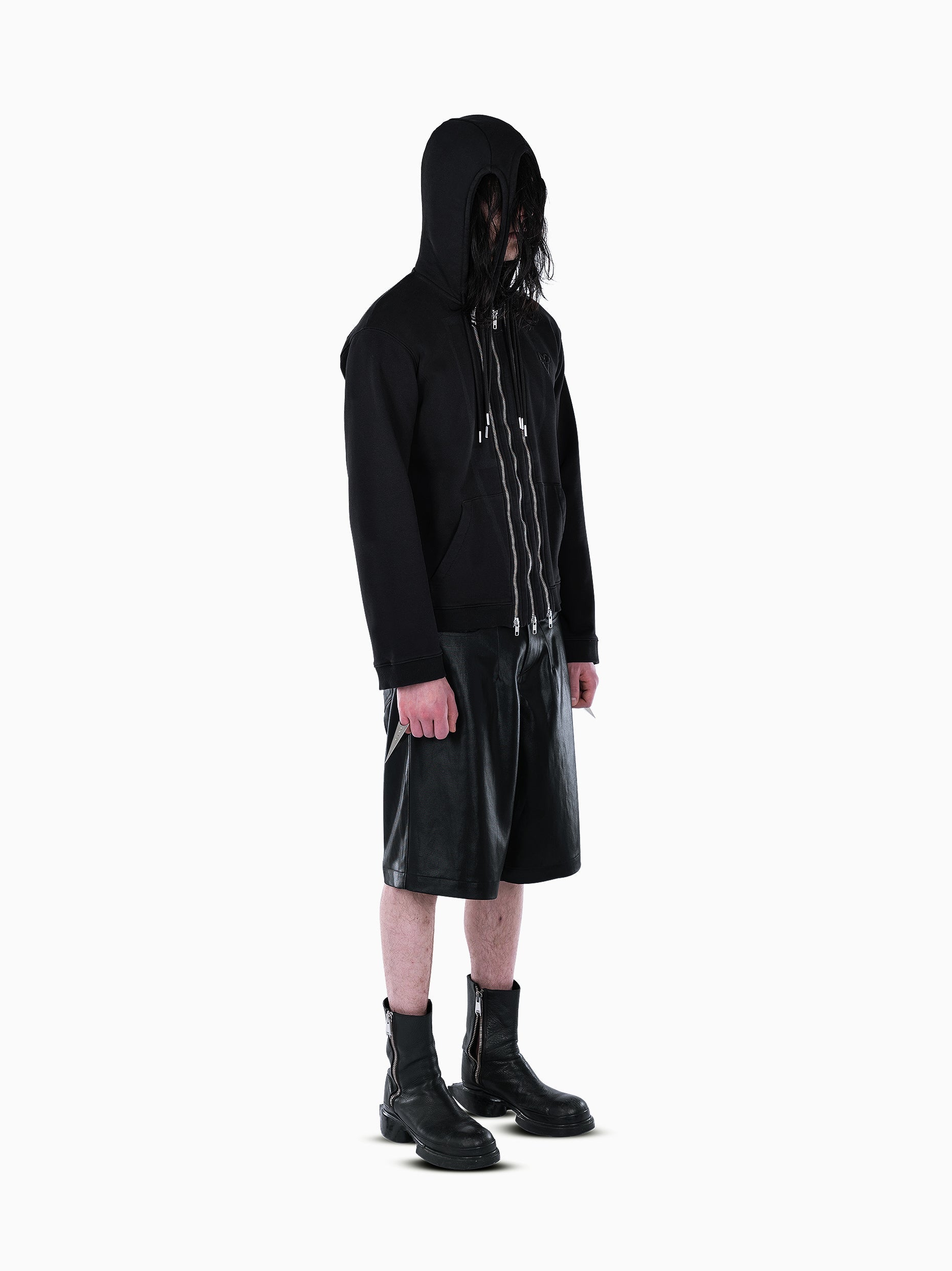 Vain three zip hoodie black