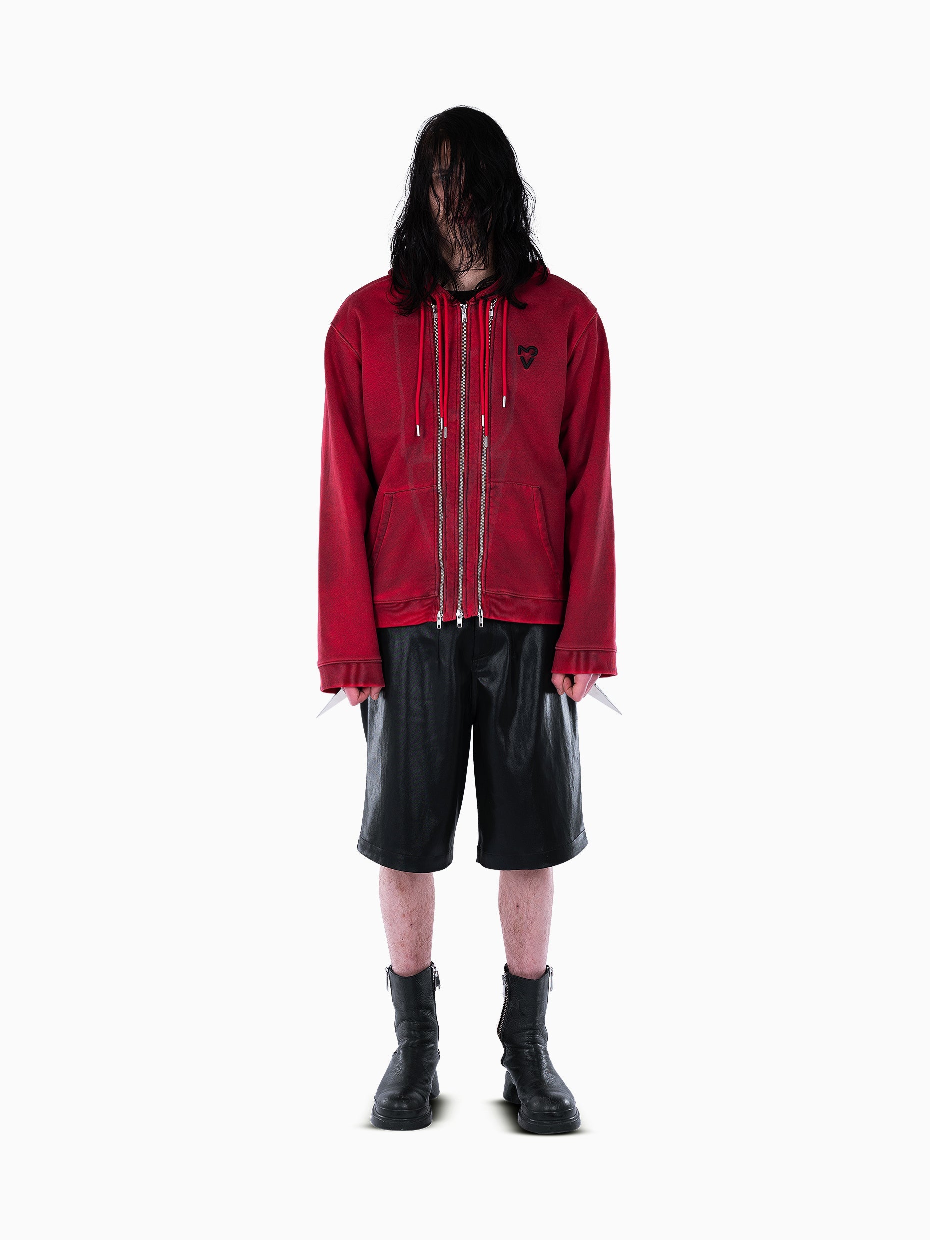 Vain three zip hoodie bloody red