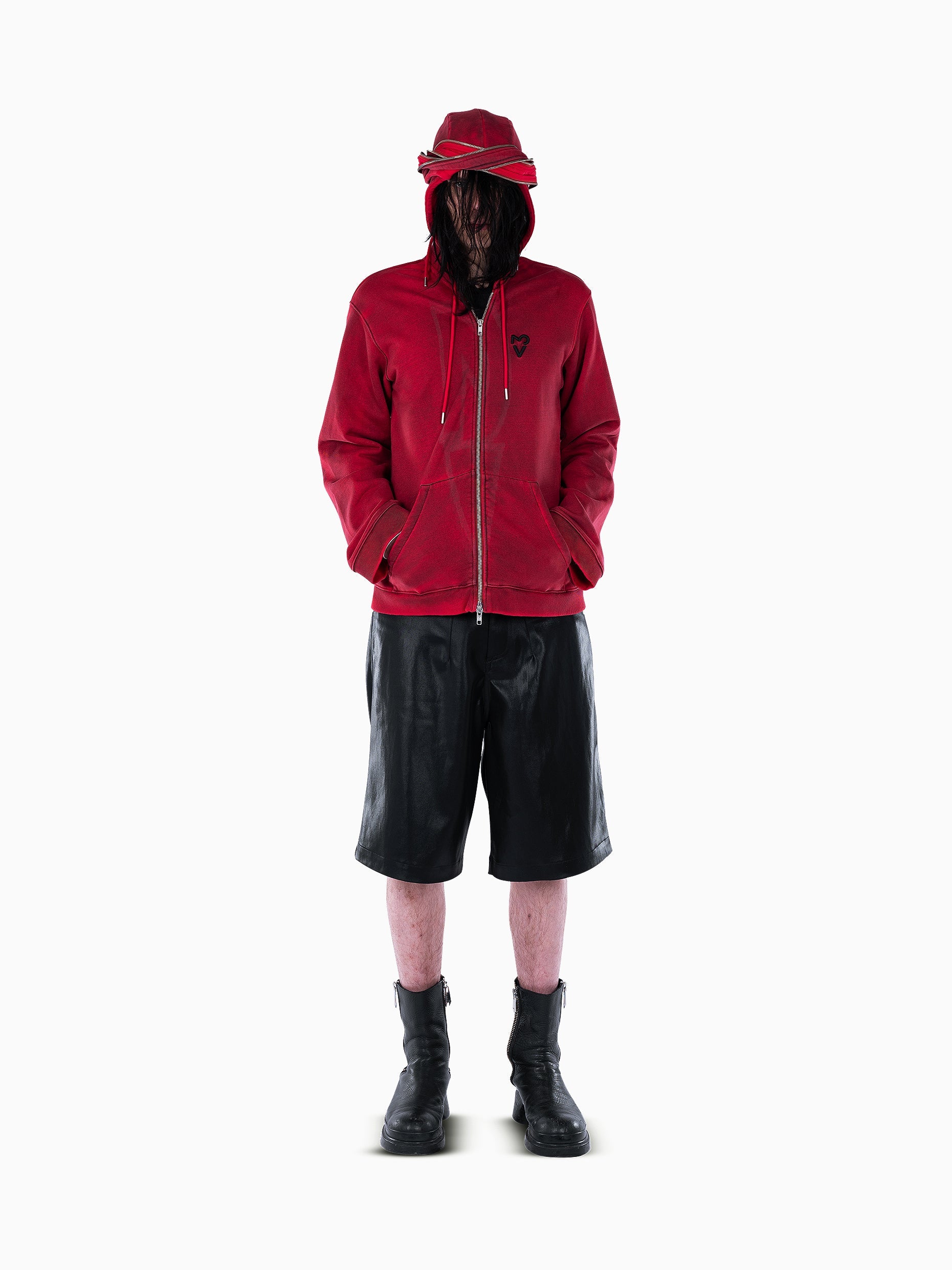 Vain three zip hoodie bloody red