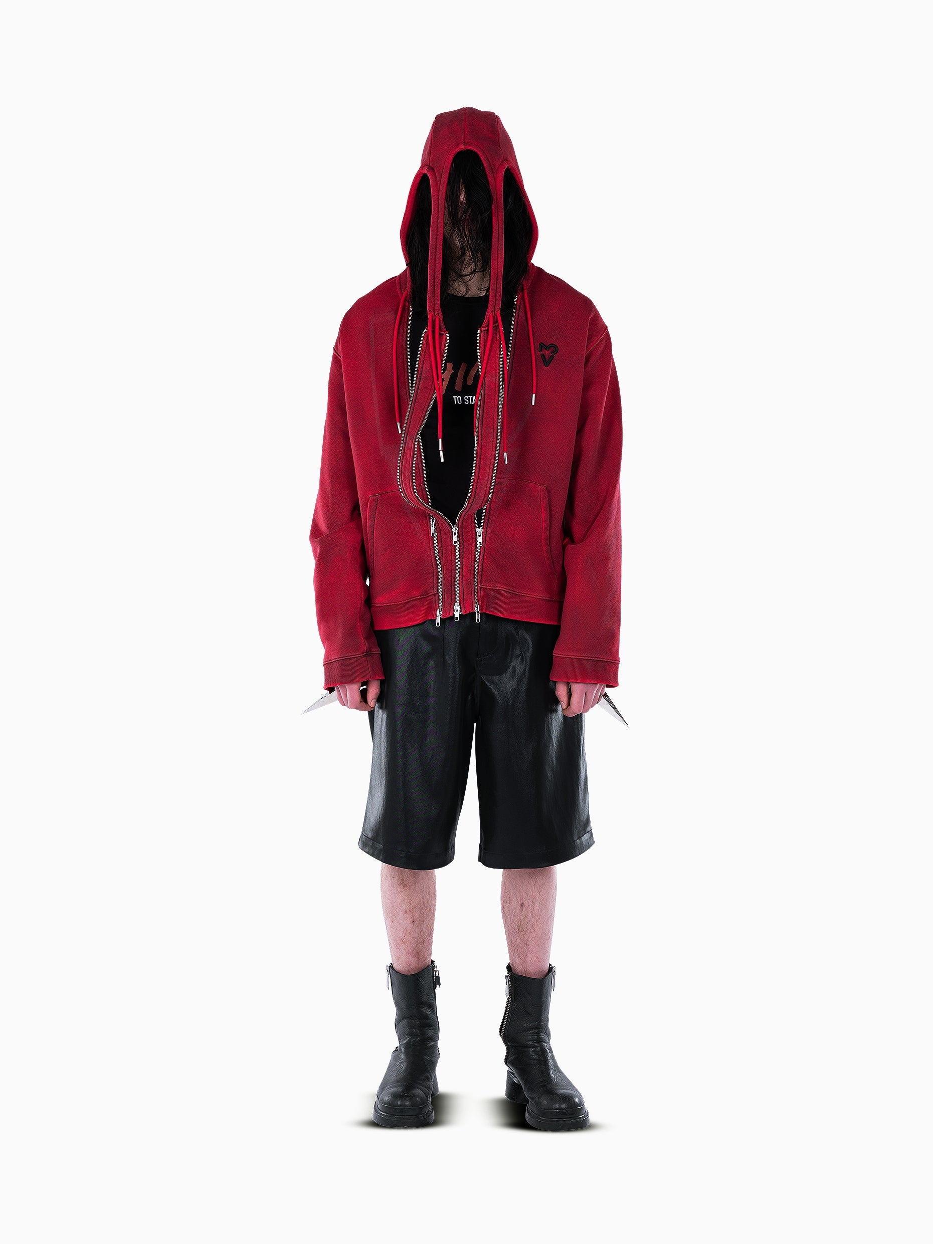 Vain three zip hoodie bloody red