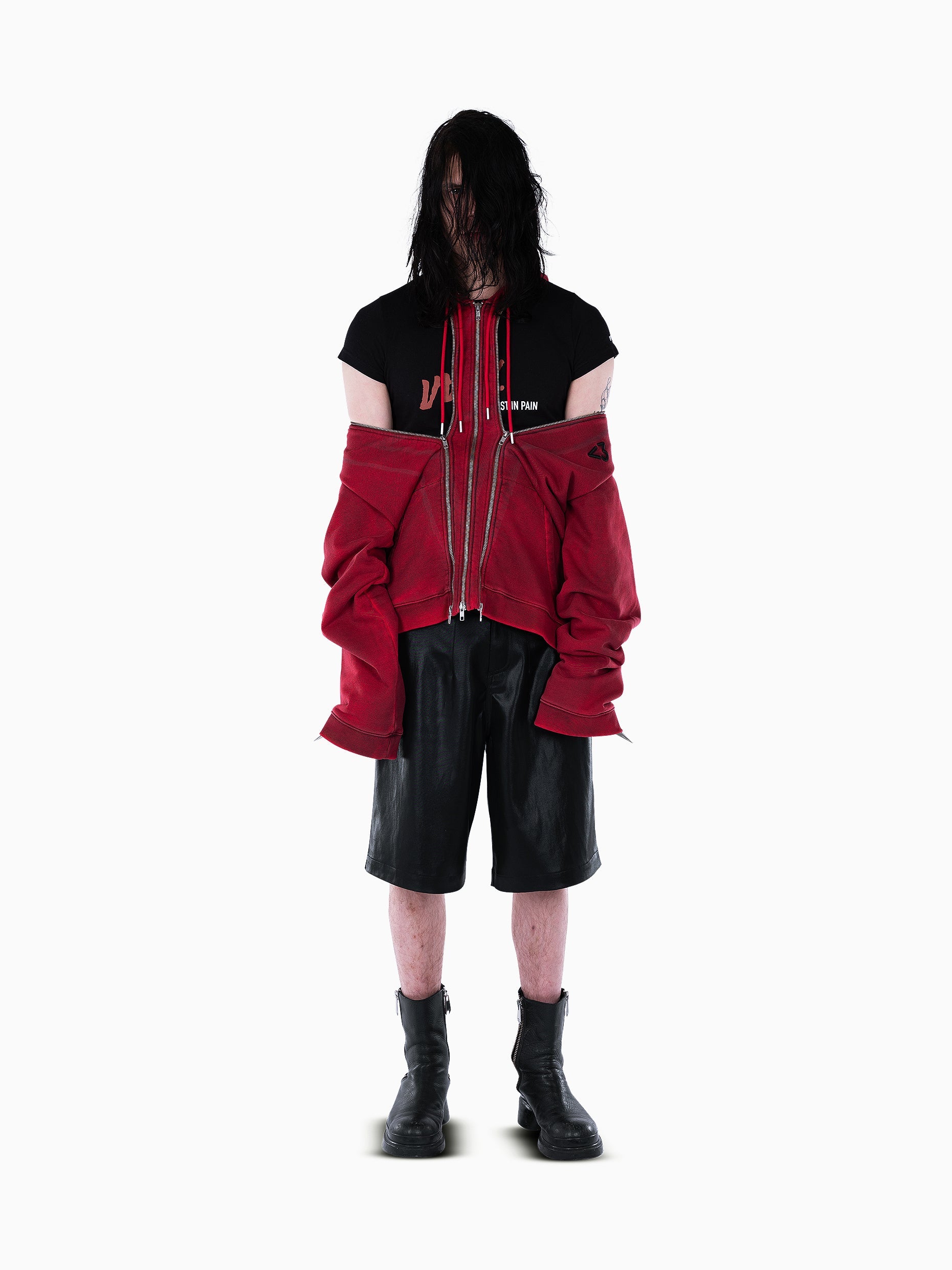 Vain three zip hoodie bloody red
