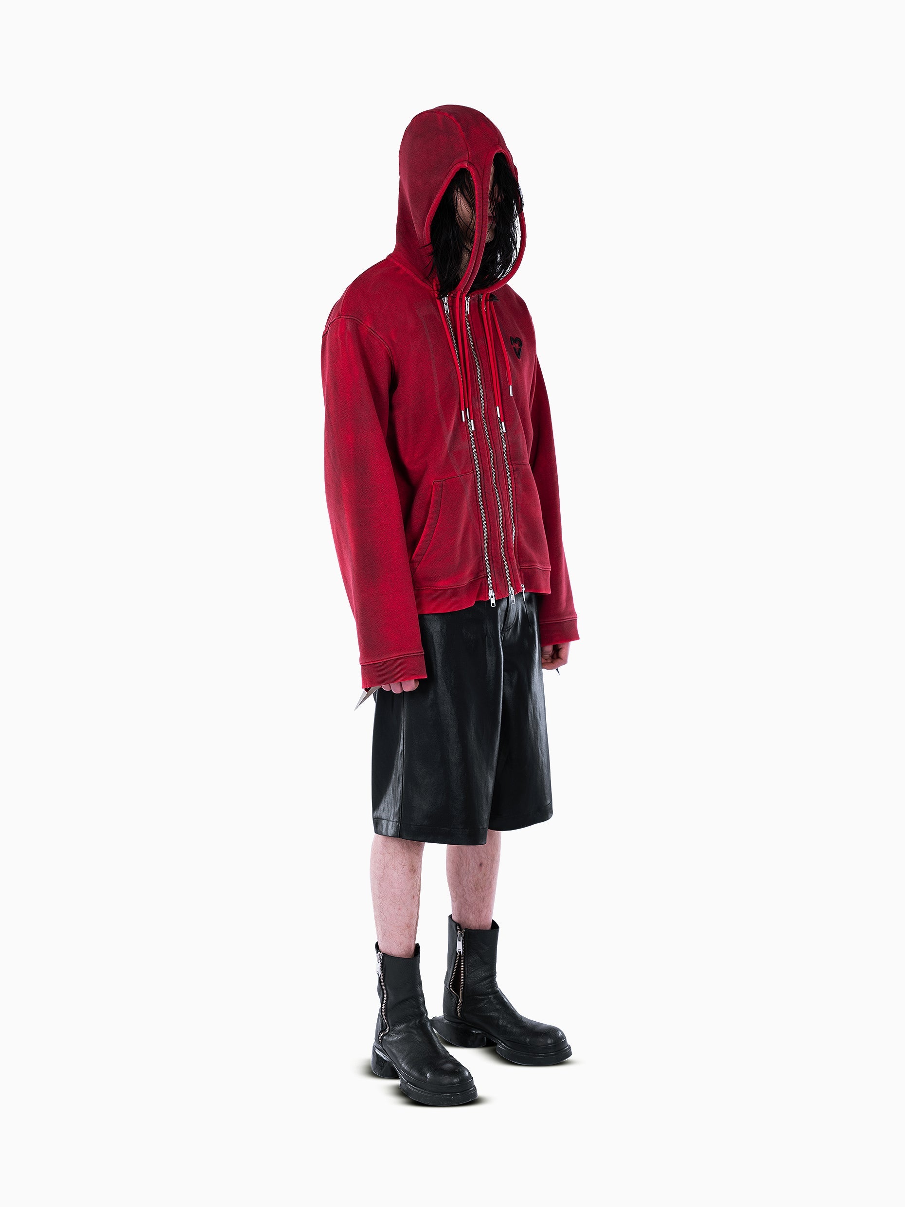 Vain three zip hoodie bloody red