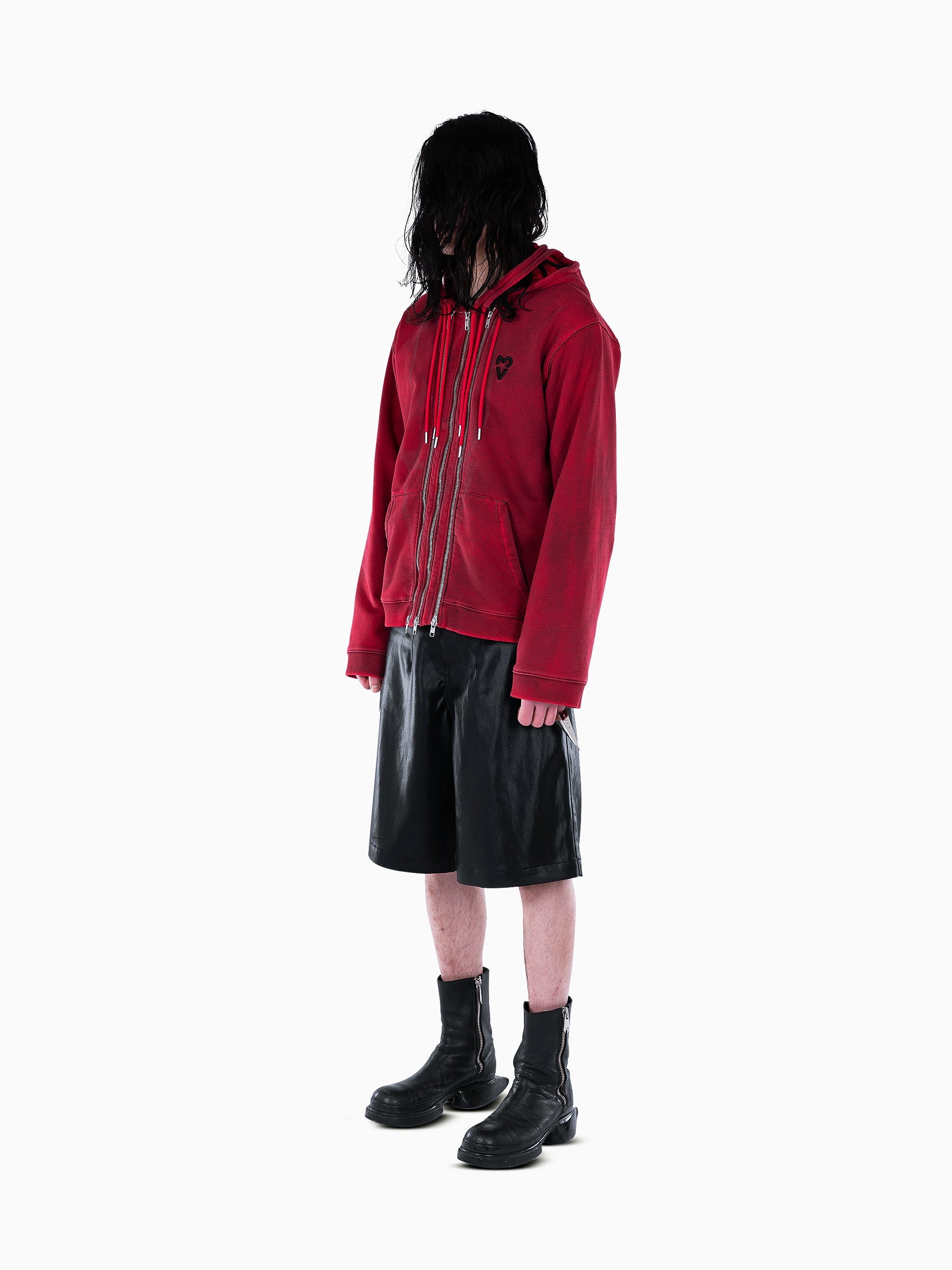 Vain three zip hoodie bloody red