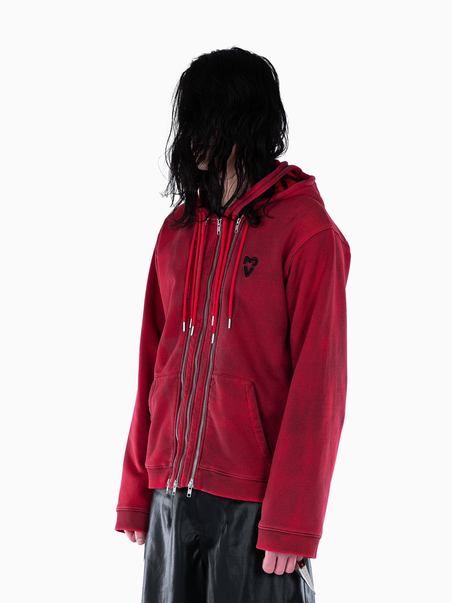 Vain three zip hoodie bloody red