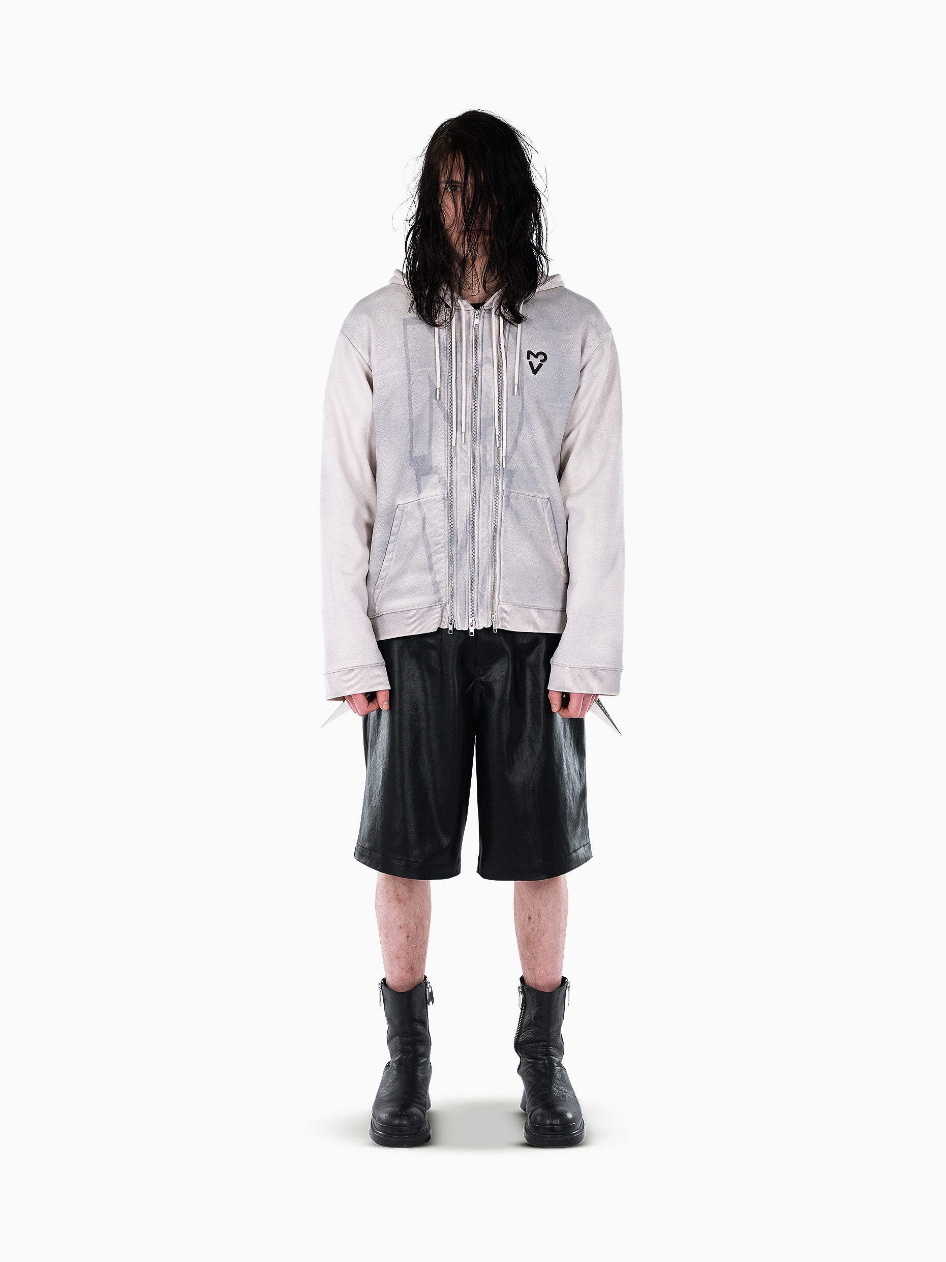 Vain three zip hoodie dusty white