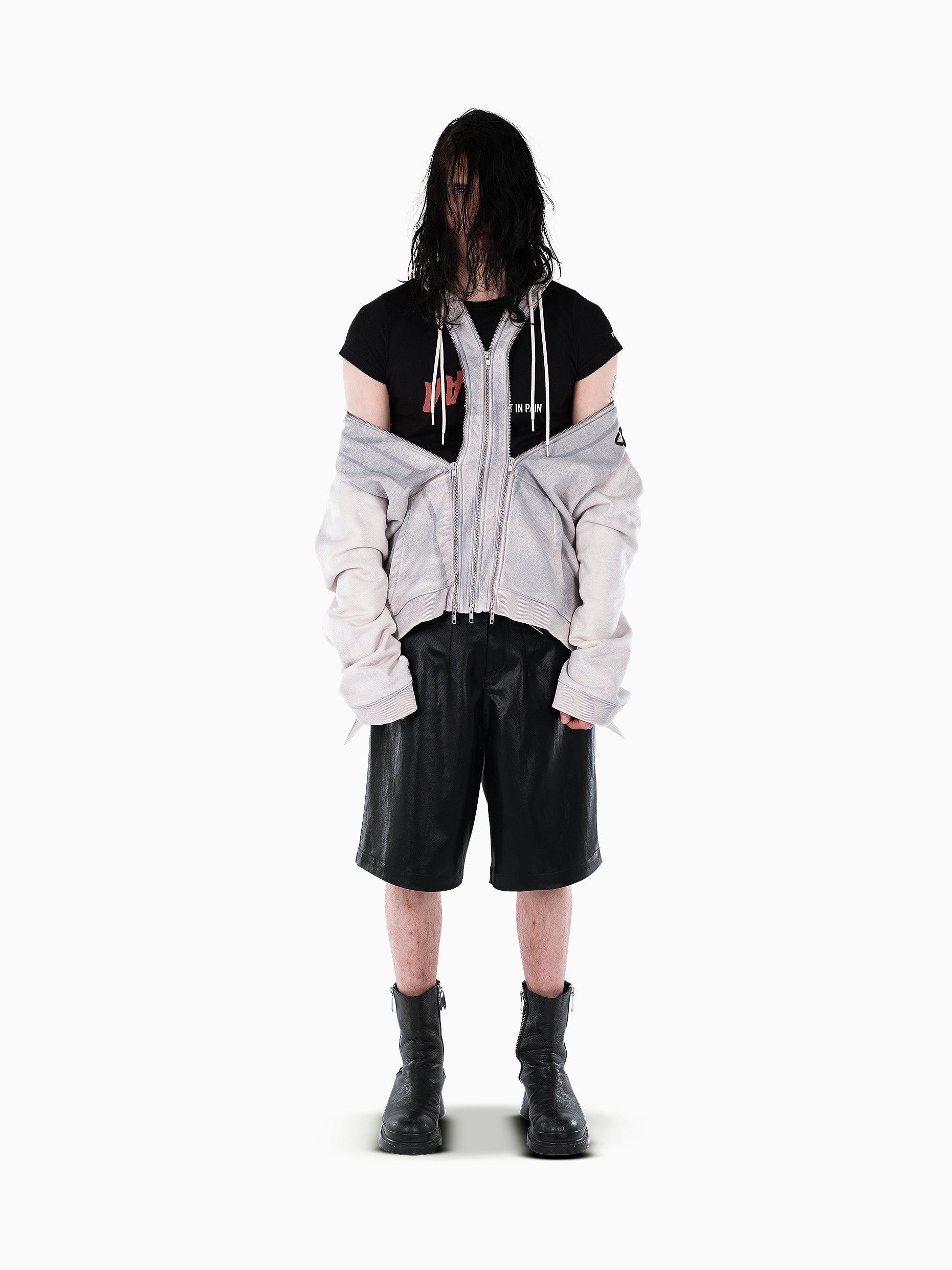 Vain three zip hoodie dusty white