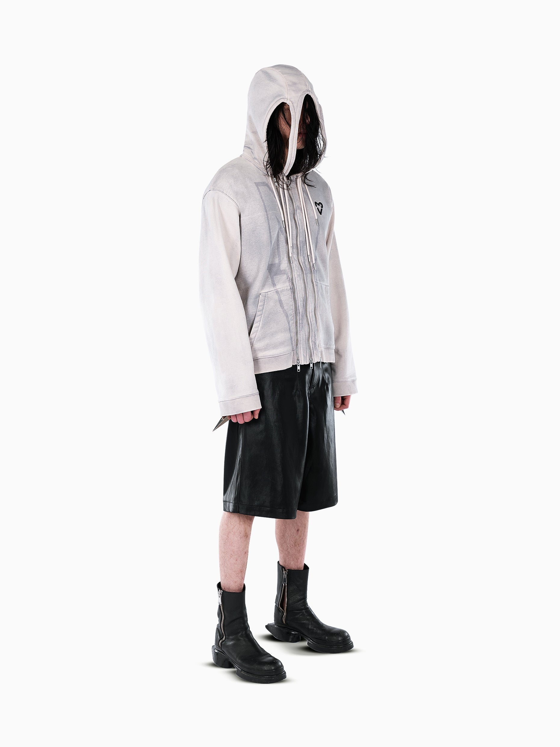 Vain three zip hoodie dusty white