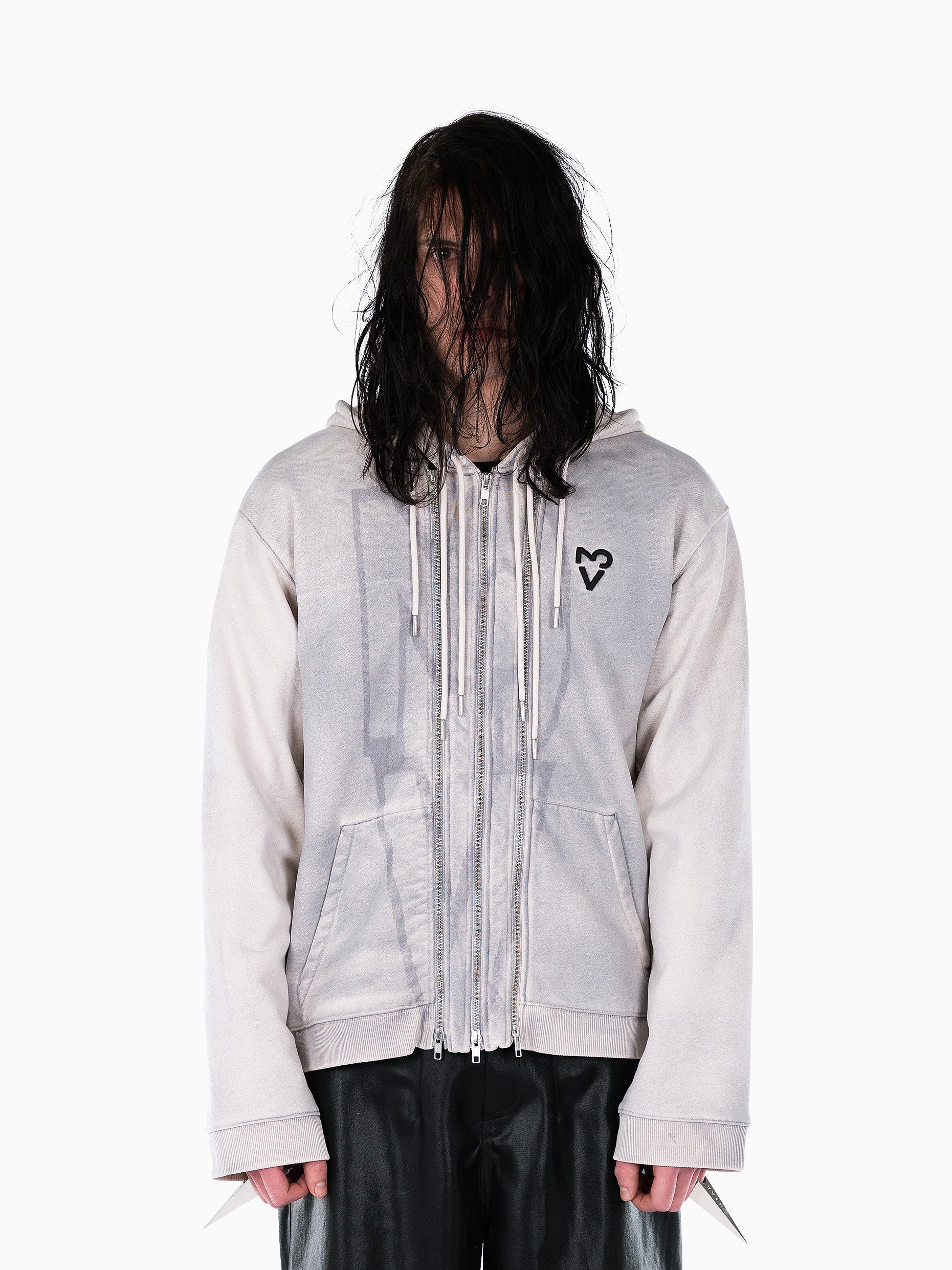 Vain three zip hoodie dusty white