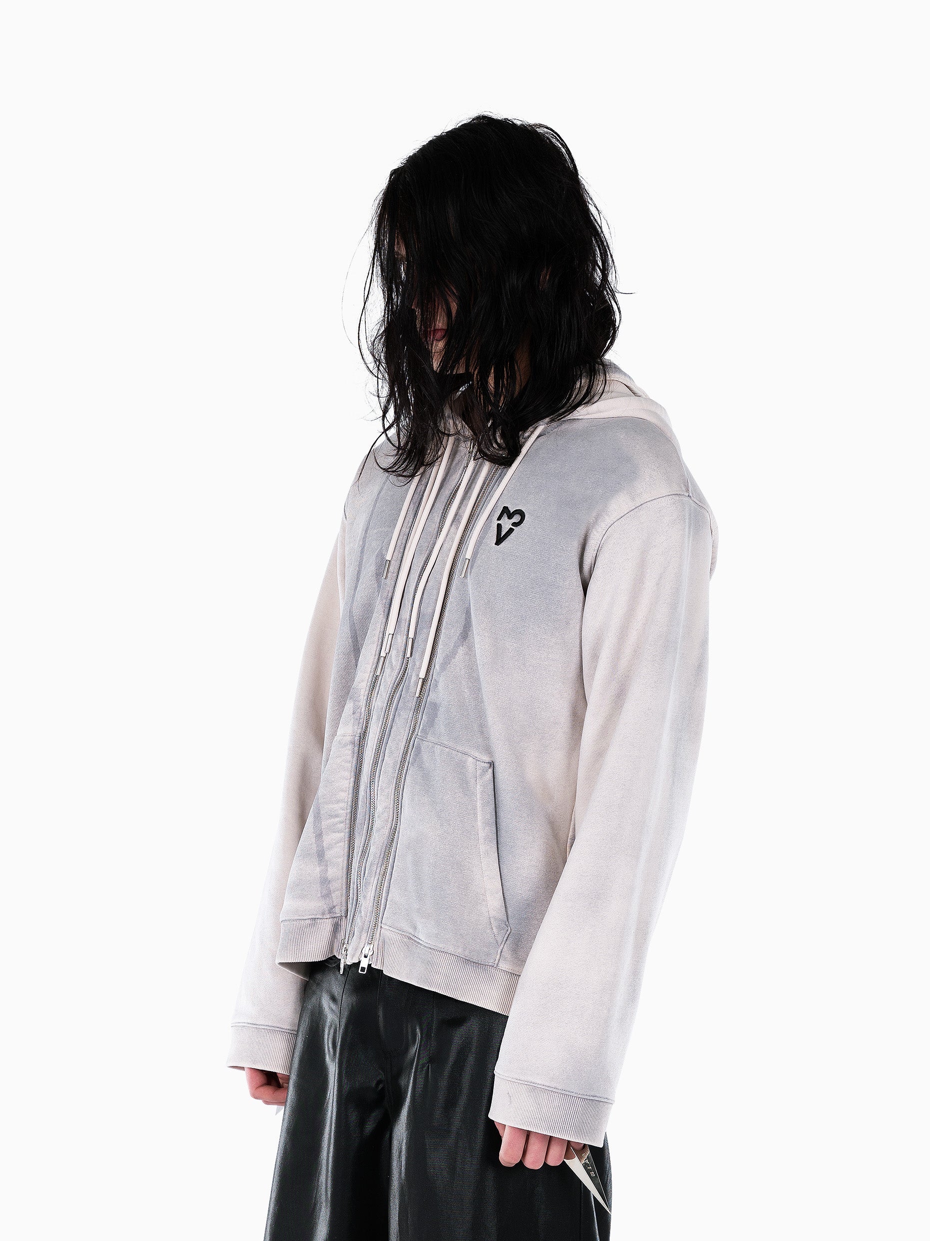 Vain three zip hoodie dusty white