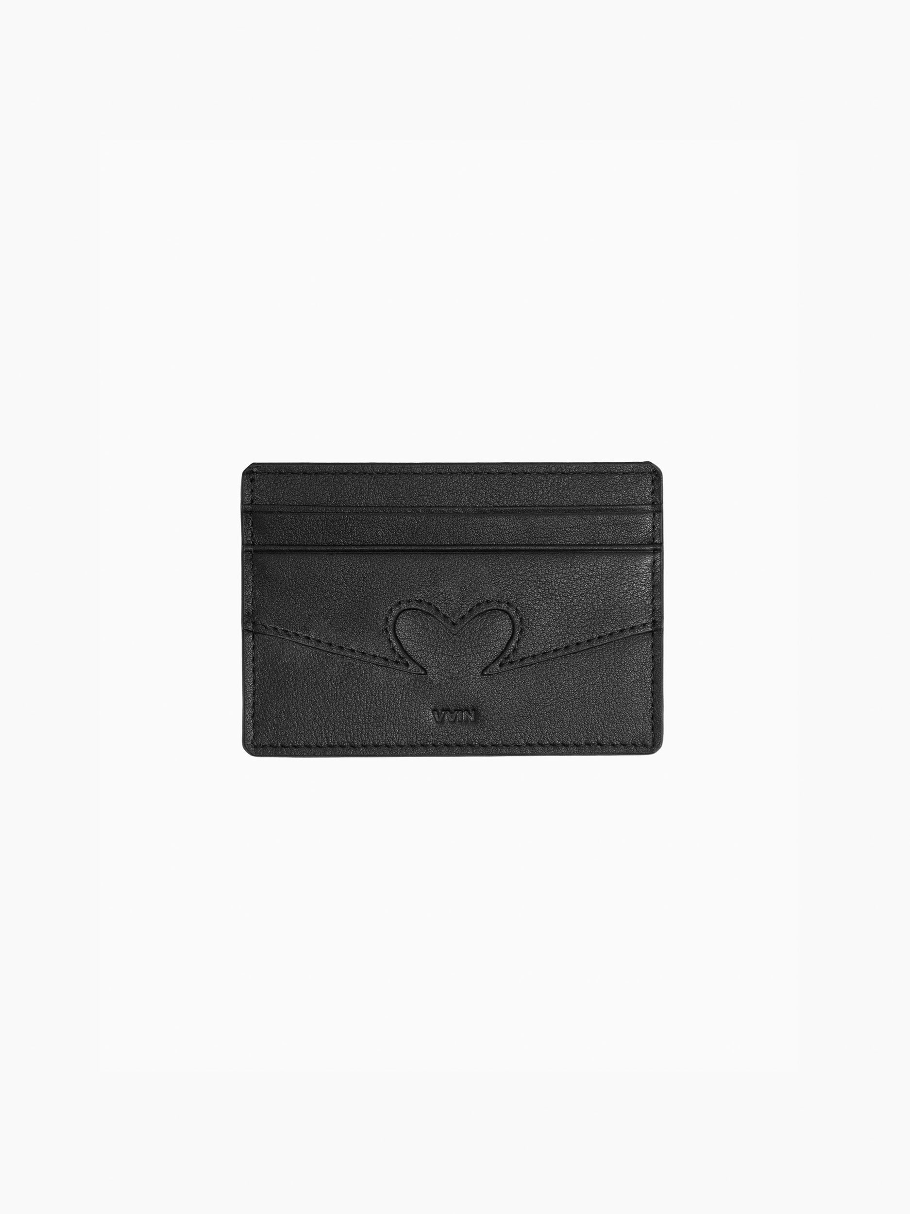 Vain heart leather card holder