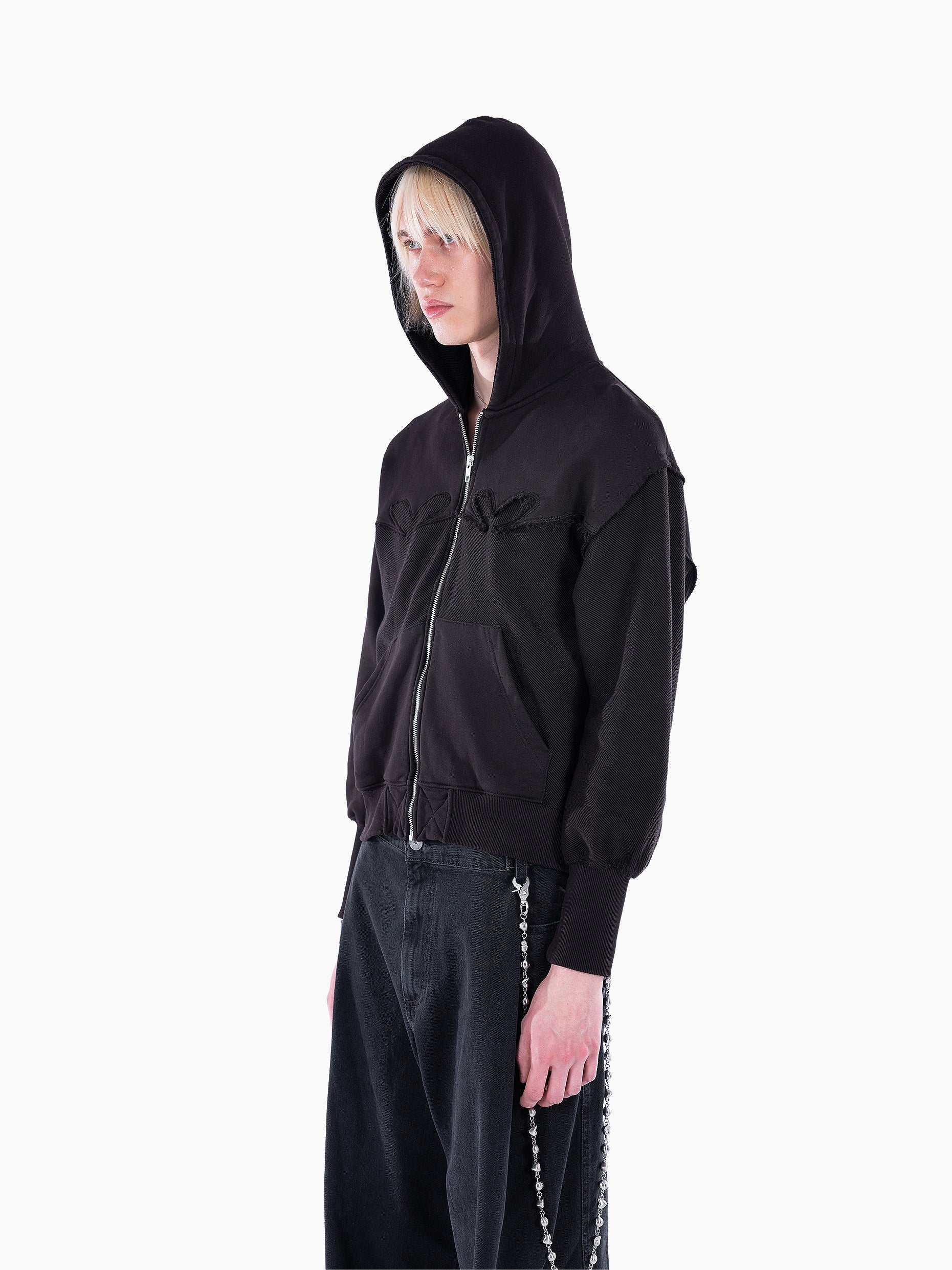Vain distressed hoodie black