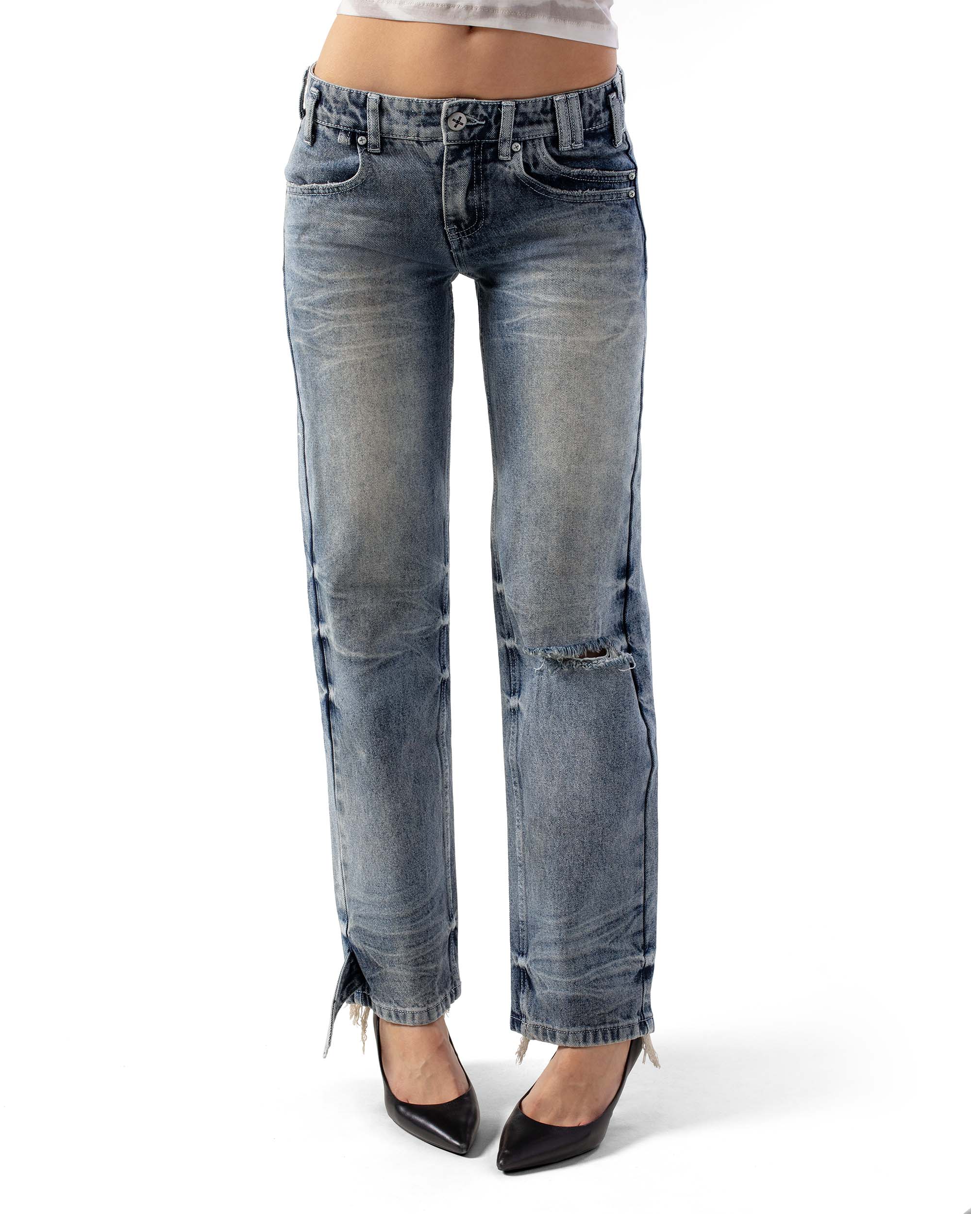 Slim low-waist denim
