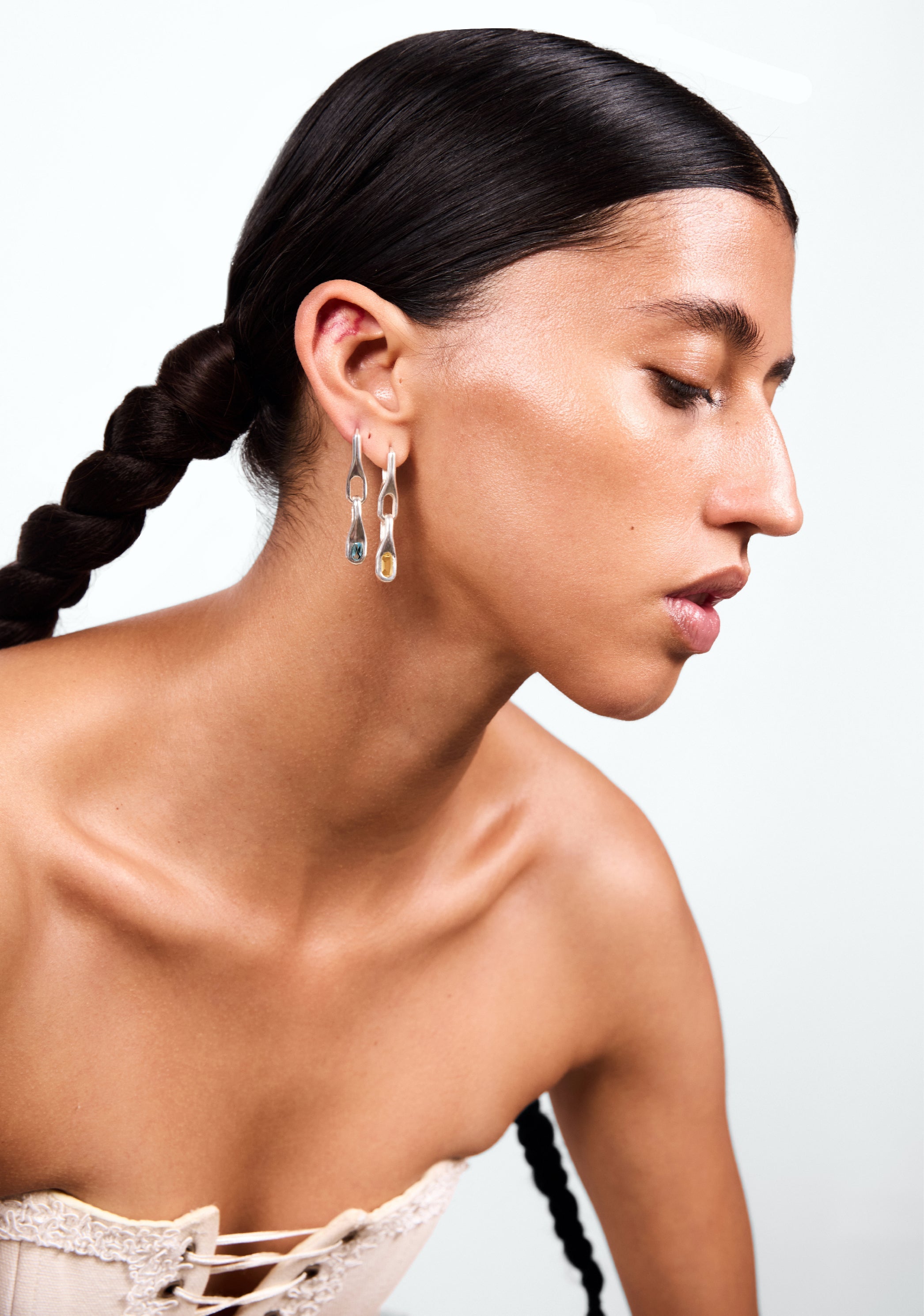 Wave duo citrine earring