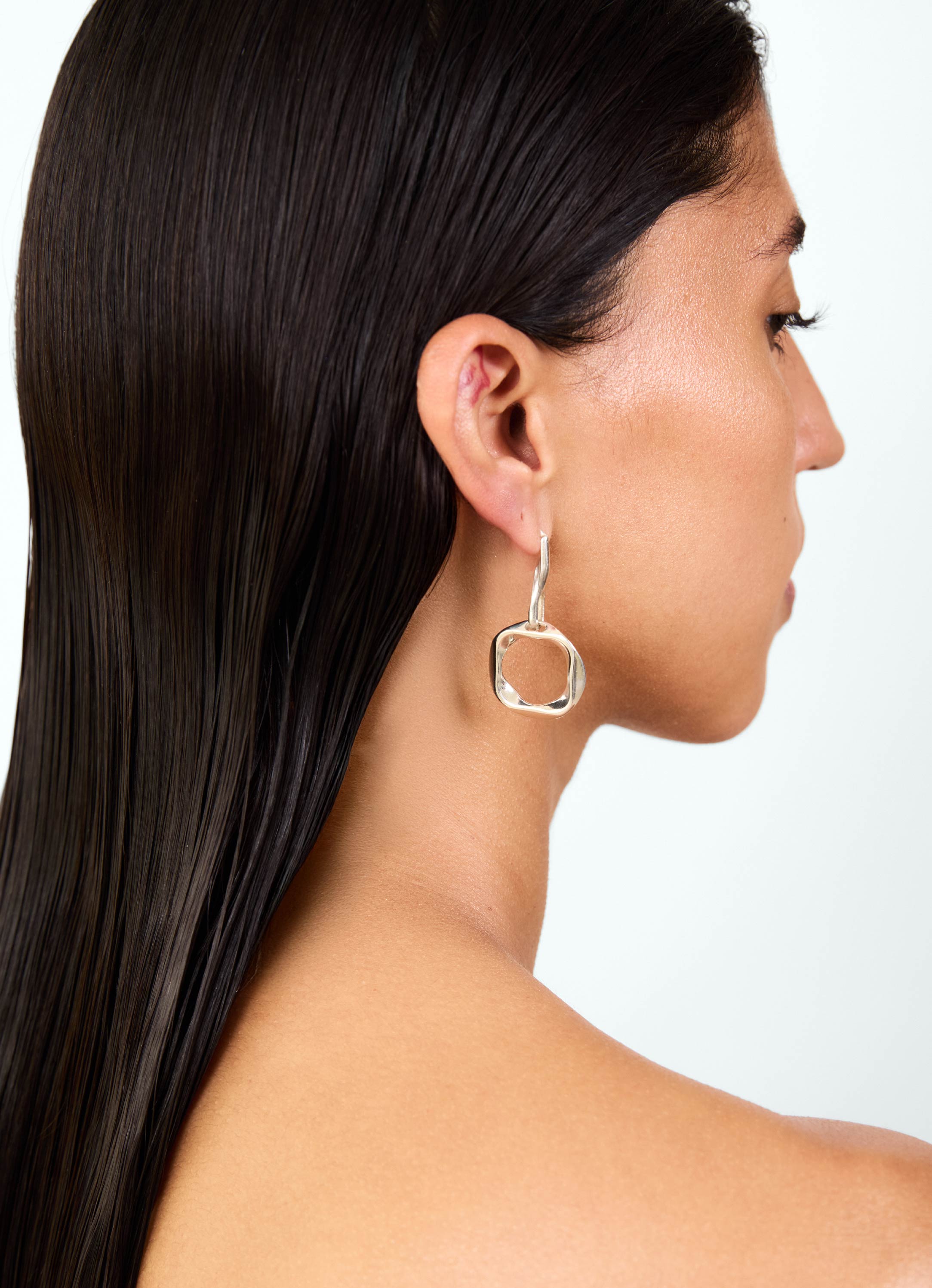 Wave square earrings