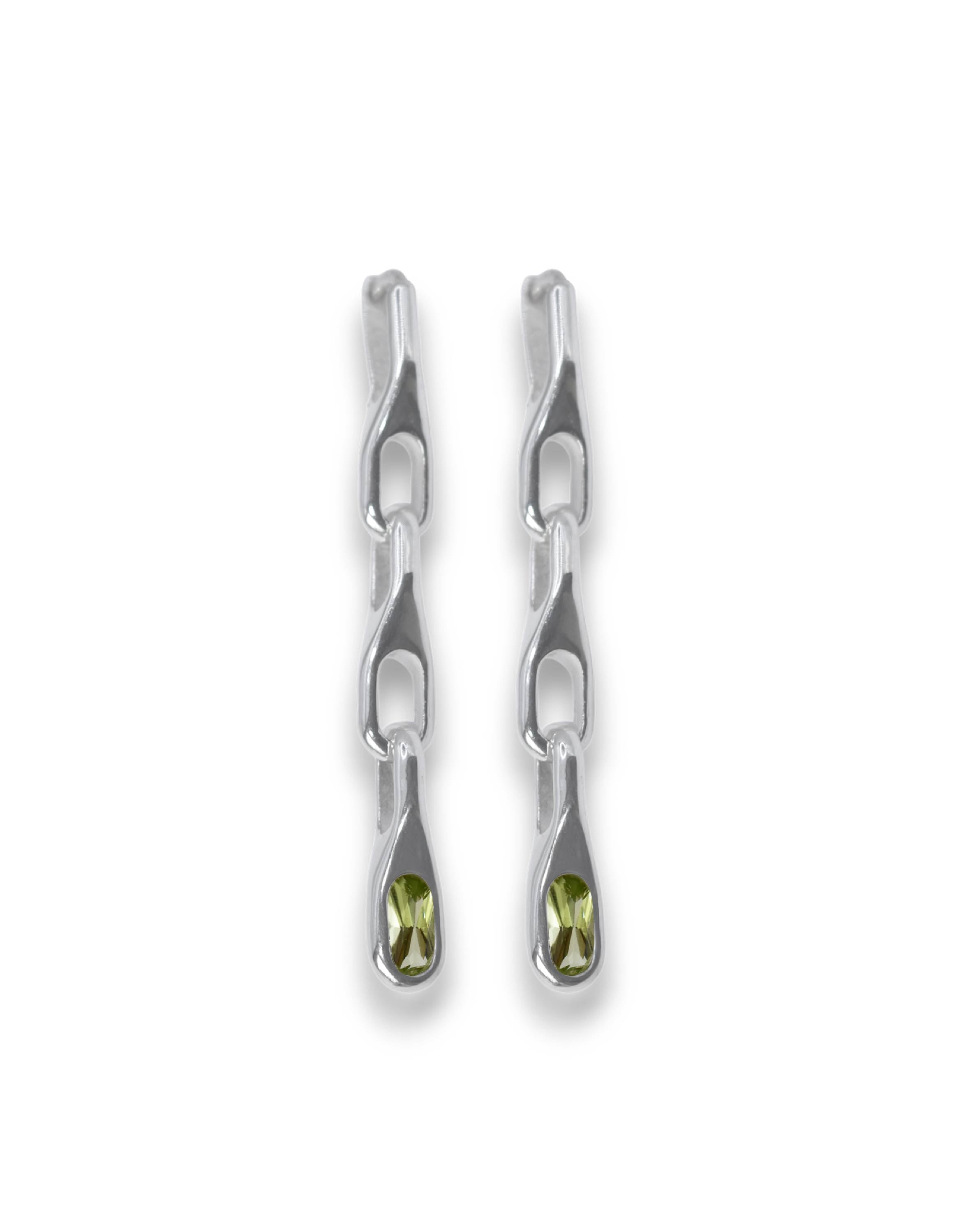 Wave trio peridot earring