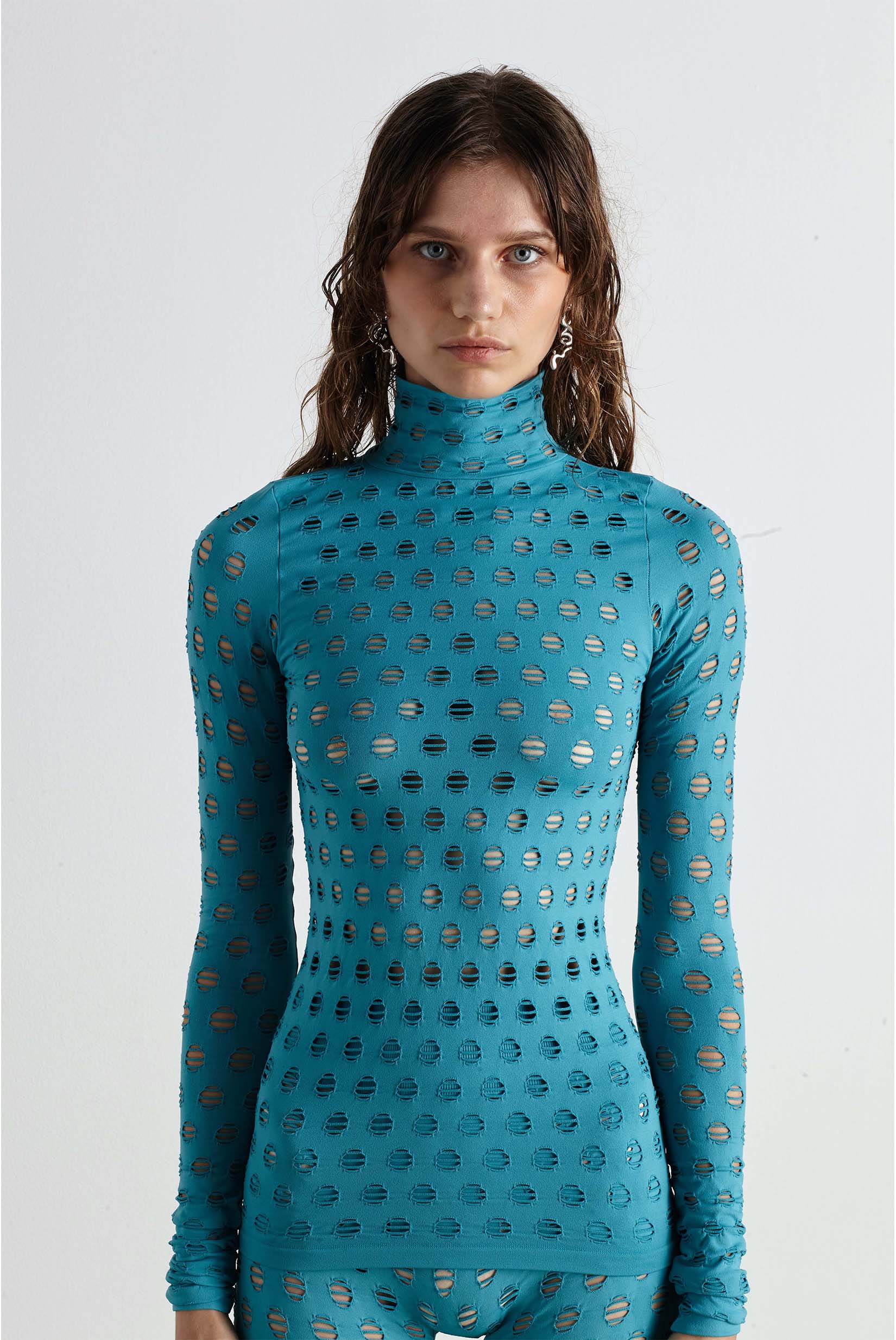 Perforated turtleneck