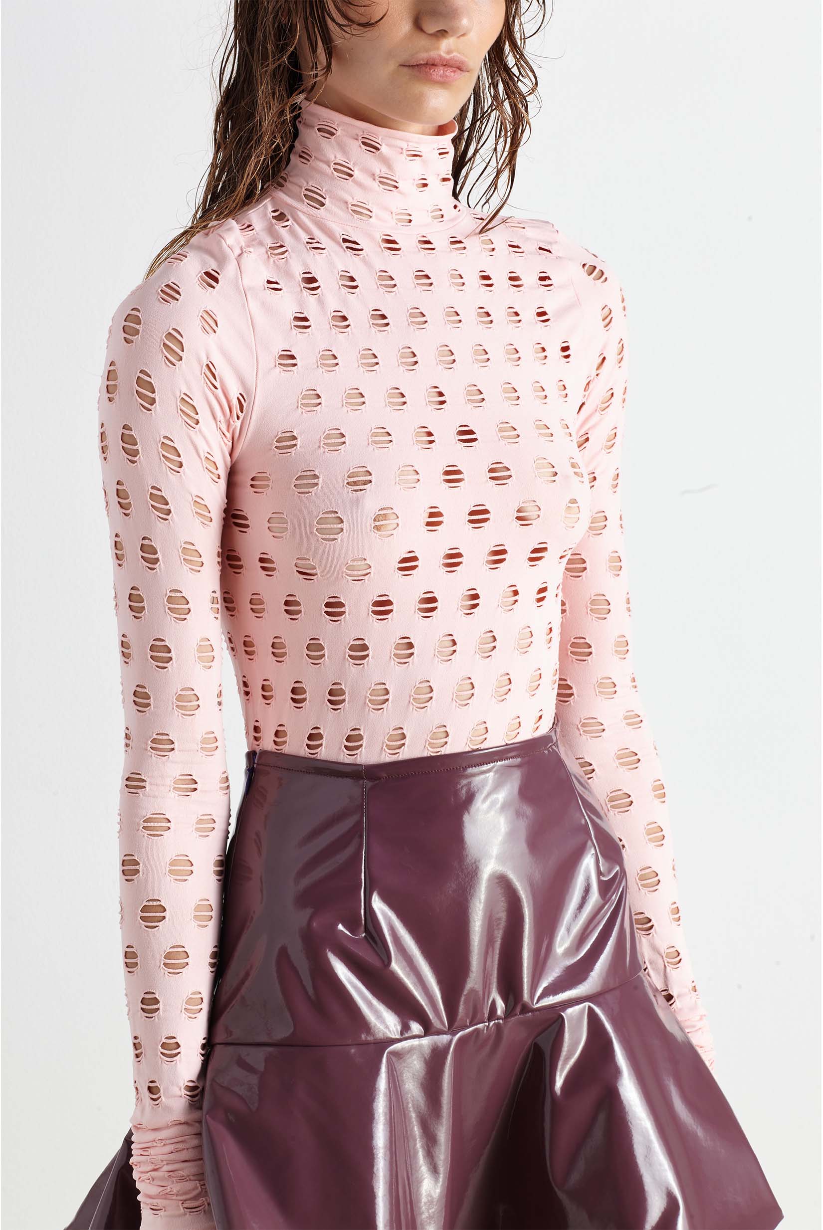 Perforated turtleneck