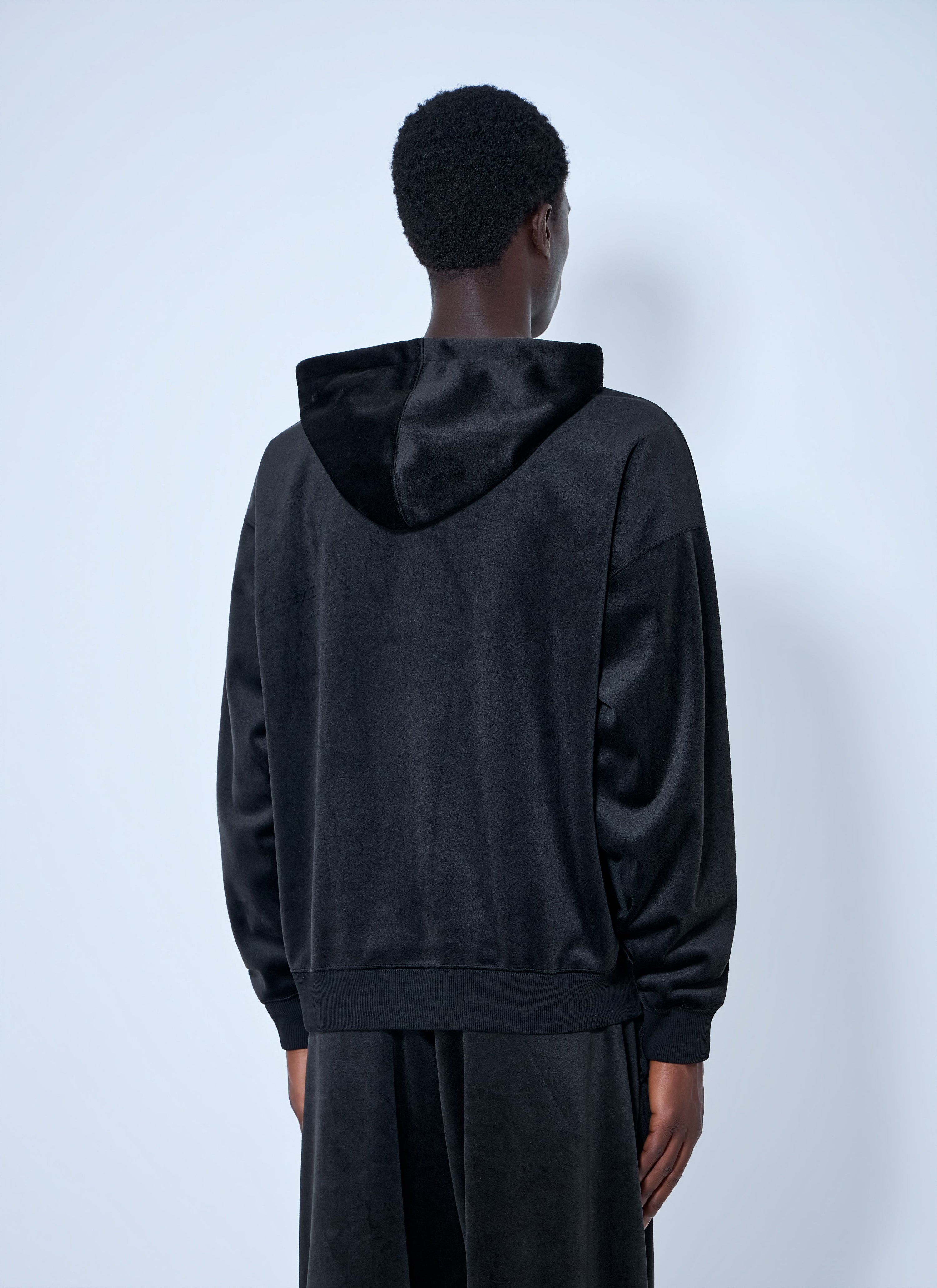 Zip-up hoodie with ribbed trims