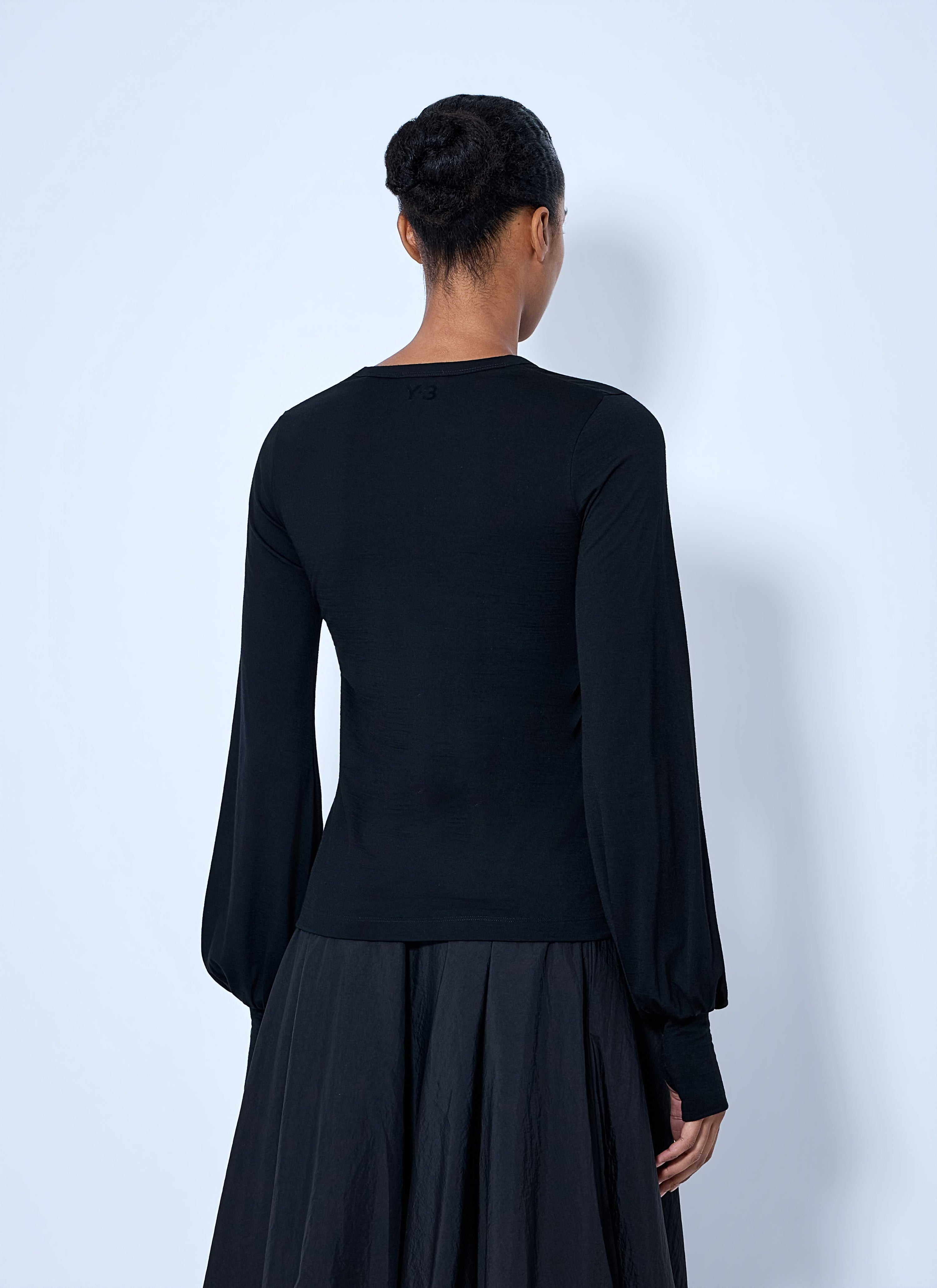 Wool cinched drape longsleeve t-shirt